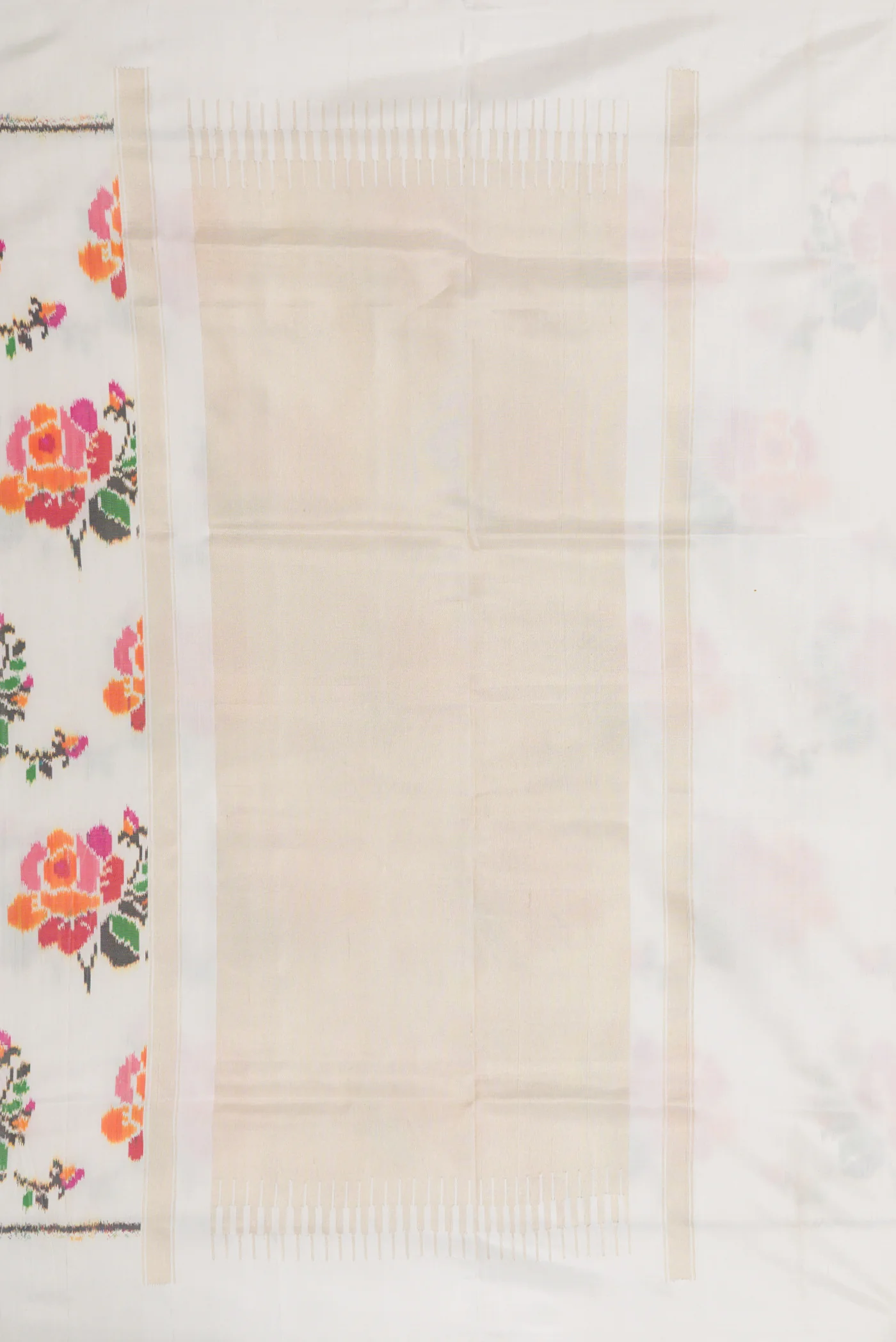 White Double Ikat Saree - Image 7