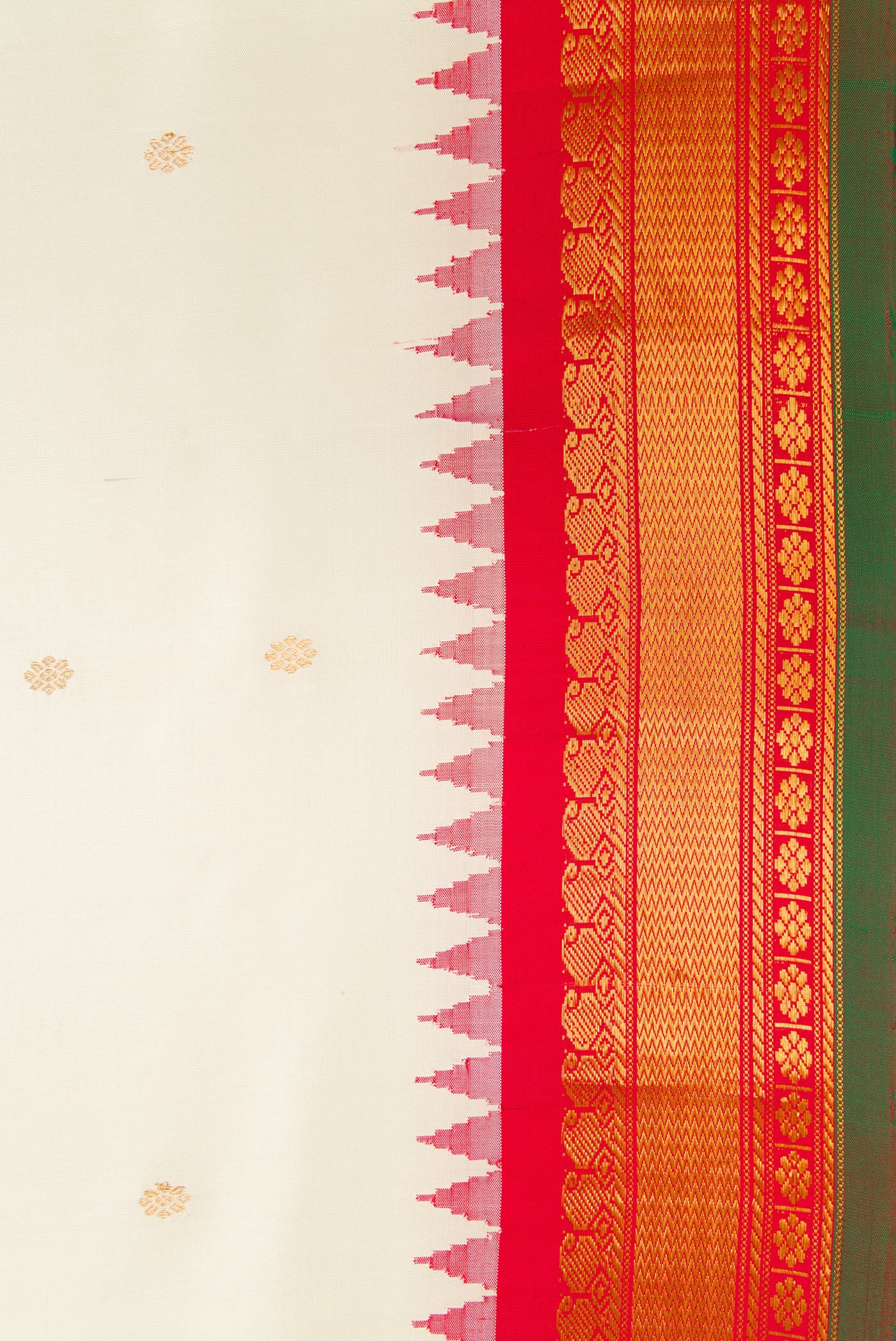 Off White Gadwal Silk Saree - Image 3
