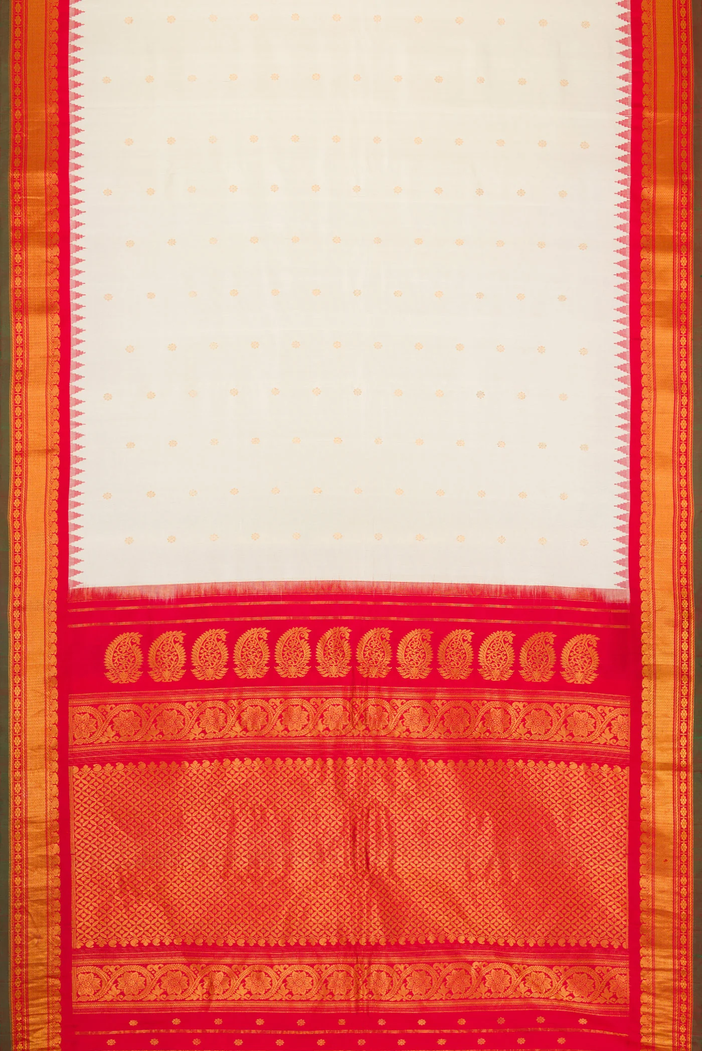Off White Gadwal Silk Saree - Image 6