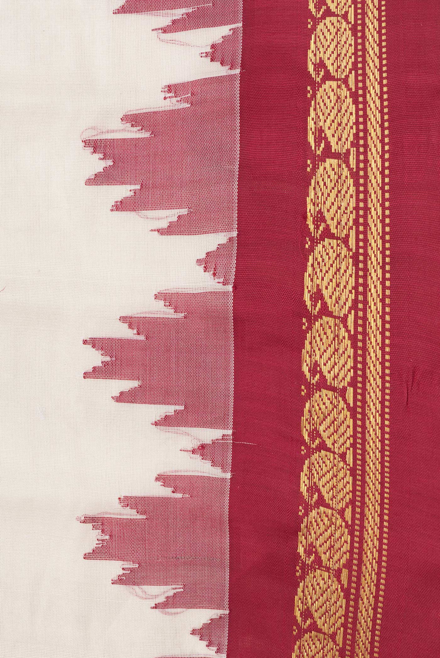 White Gadwal Silk Cotton Saree - Image 3