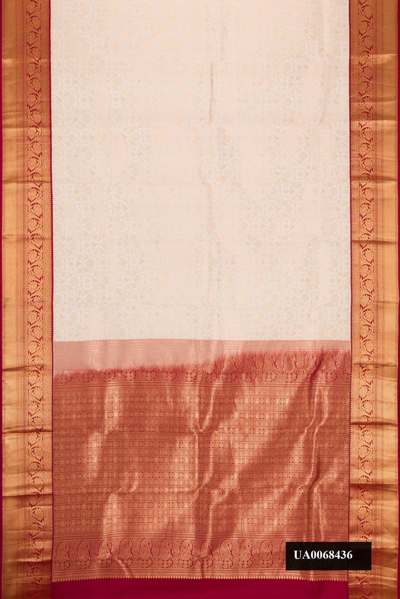 Off White Dual Tone Kanchipuram Silk Saree