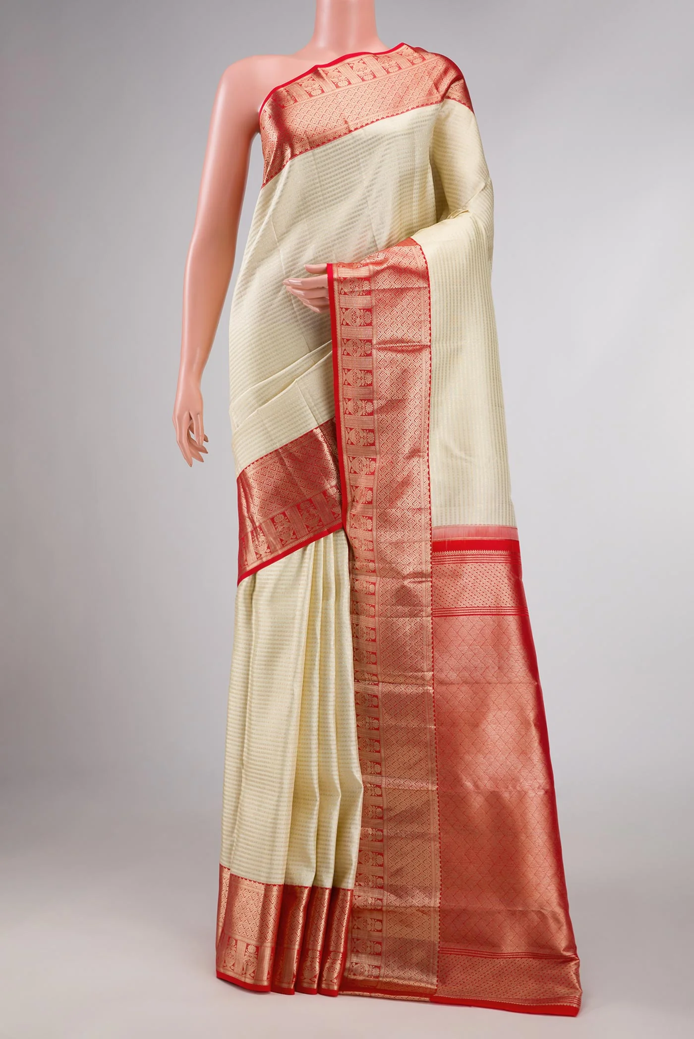 Off White Dual Tone Kanjivaram Silk Saree