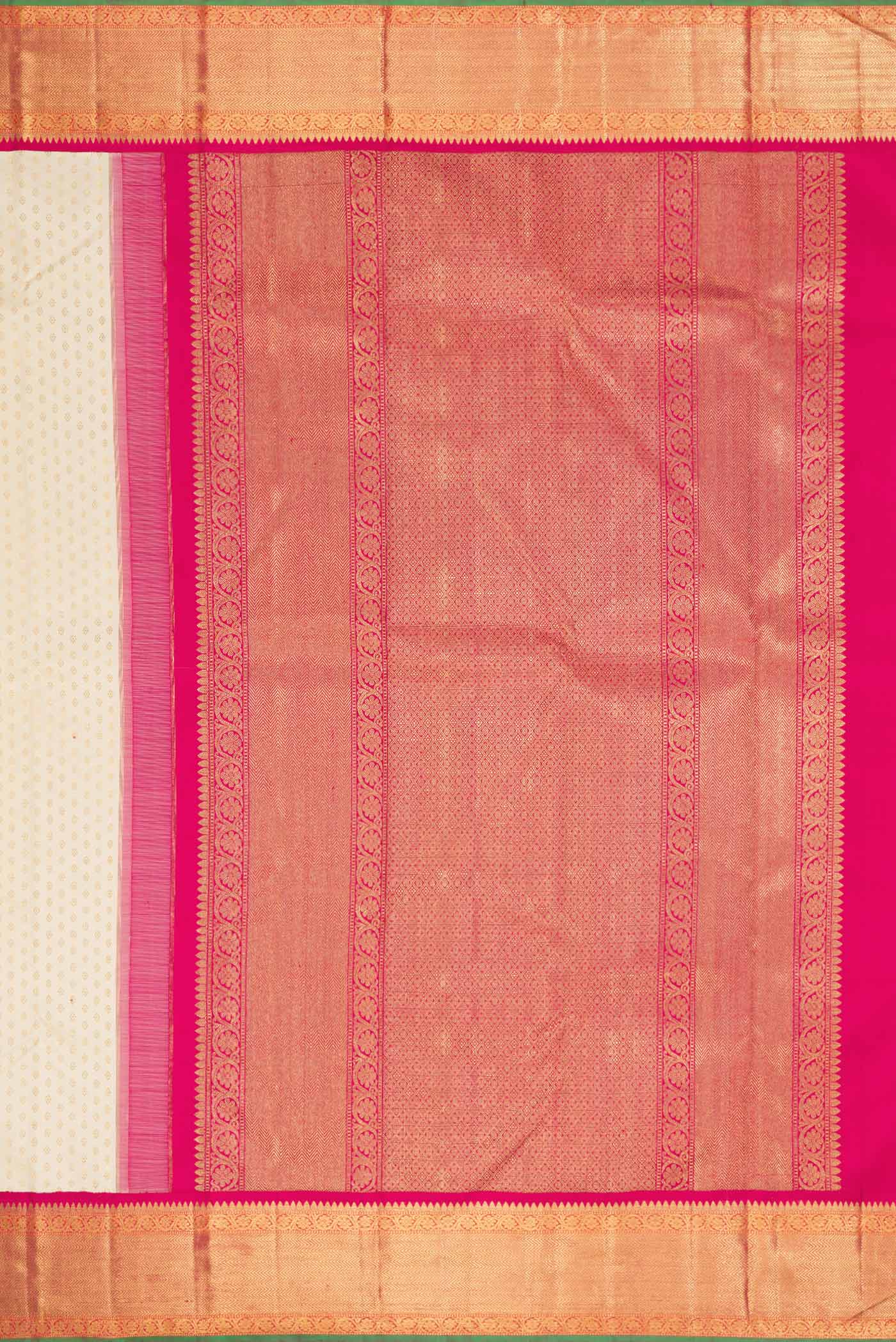 Off White Dual Tone Kanjivaram Silk Saree - Image 7