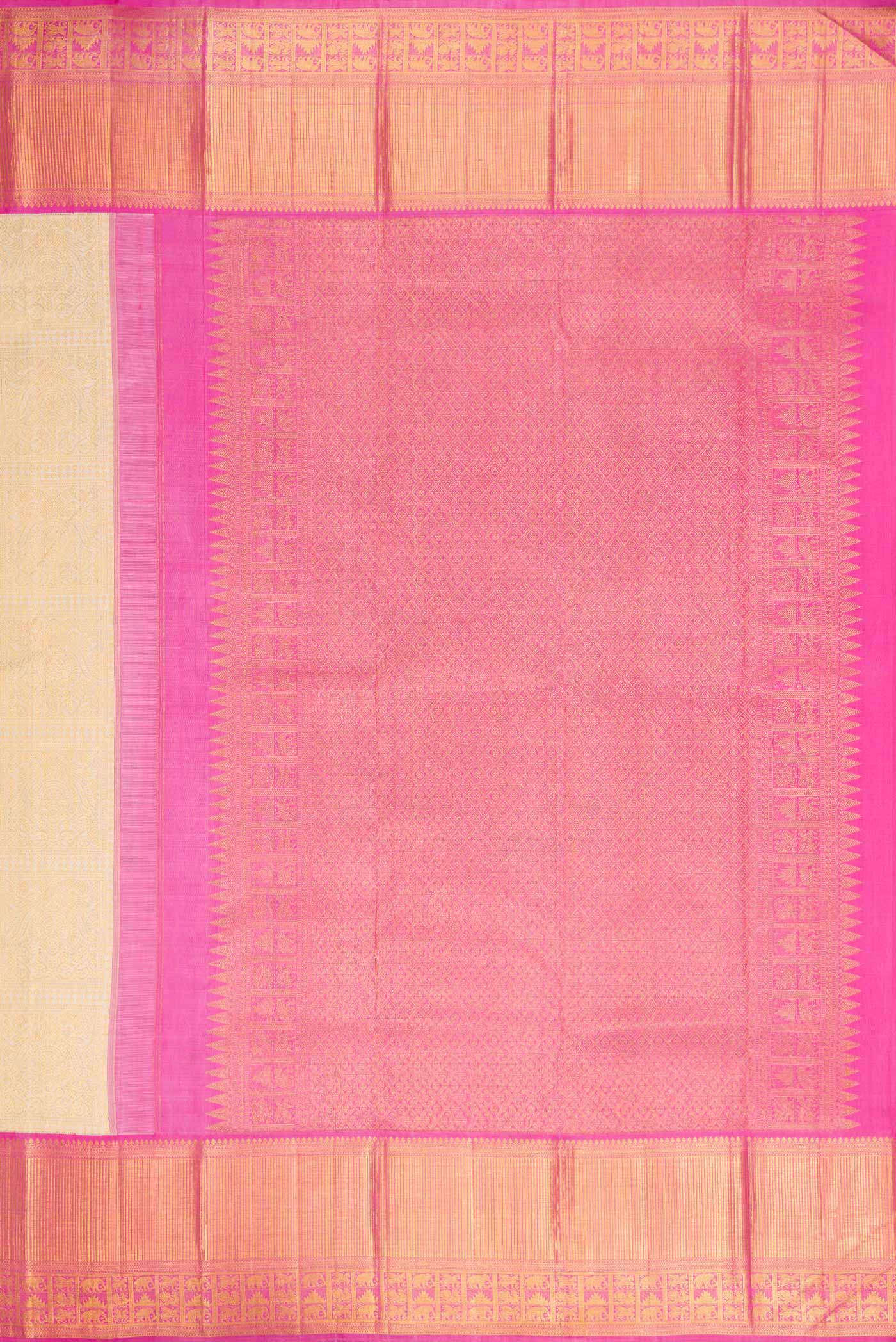 Cream Kanchipuram Silk Saree - Image 7