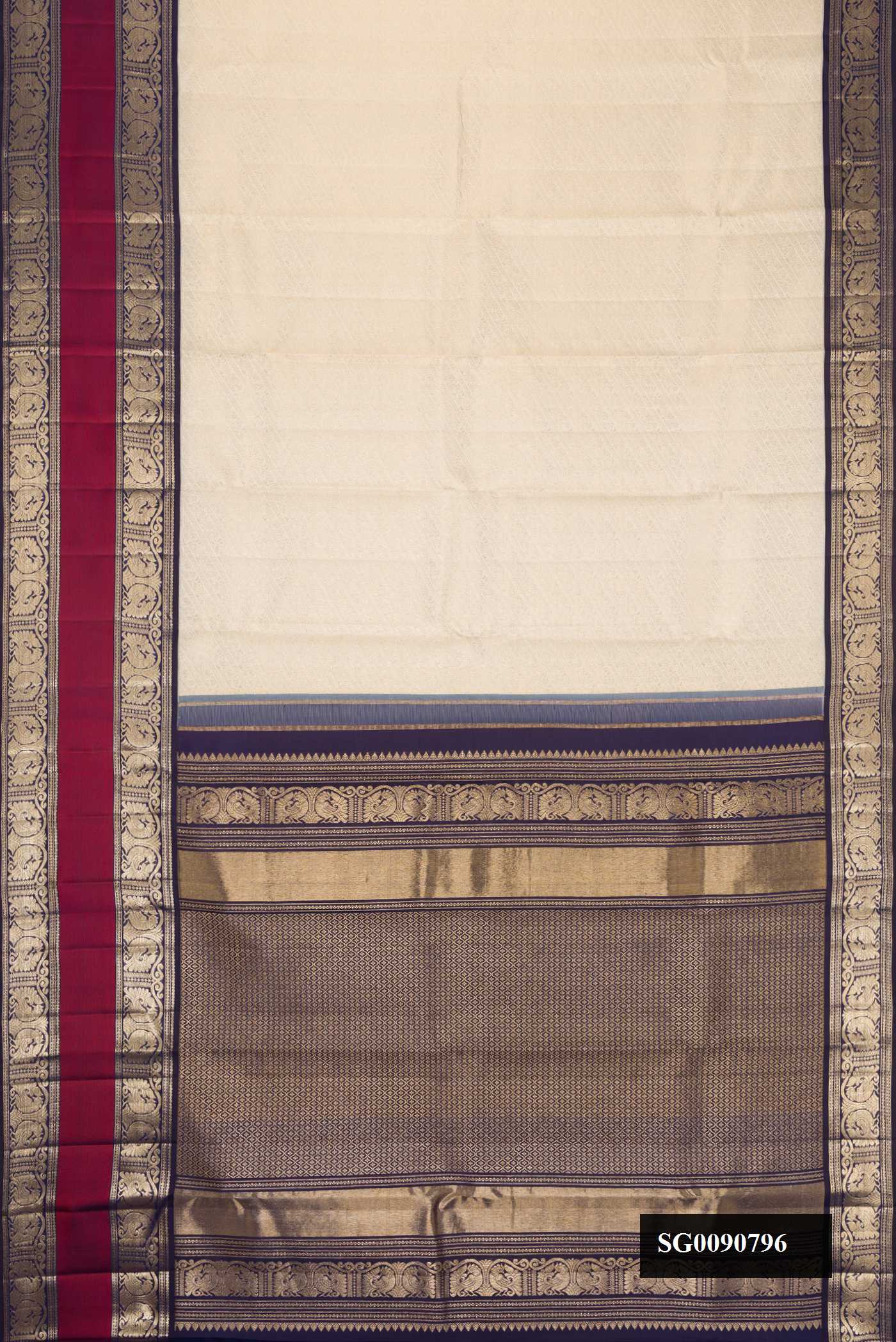 Off White Dual Tone Kanchipuram Silk Saree