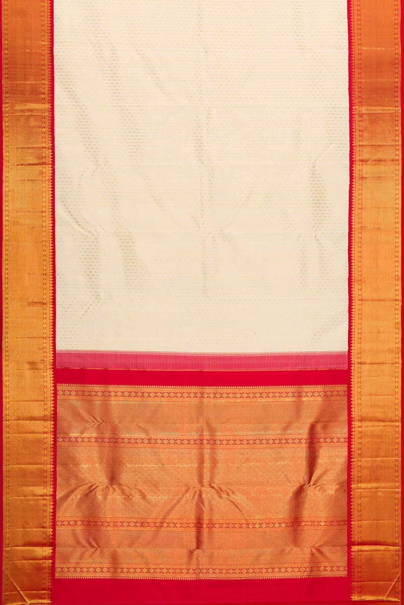 Pure Silk Pure Zari Off White Dual Tone Kanjivaram Saree - Image 4