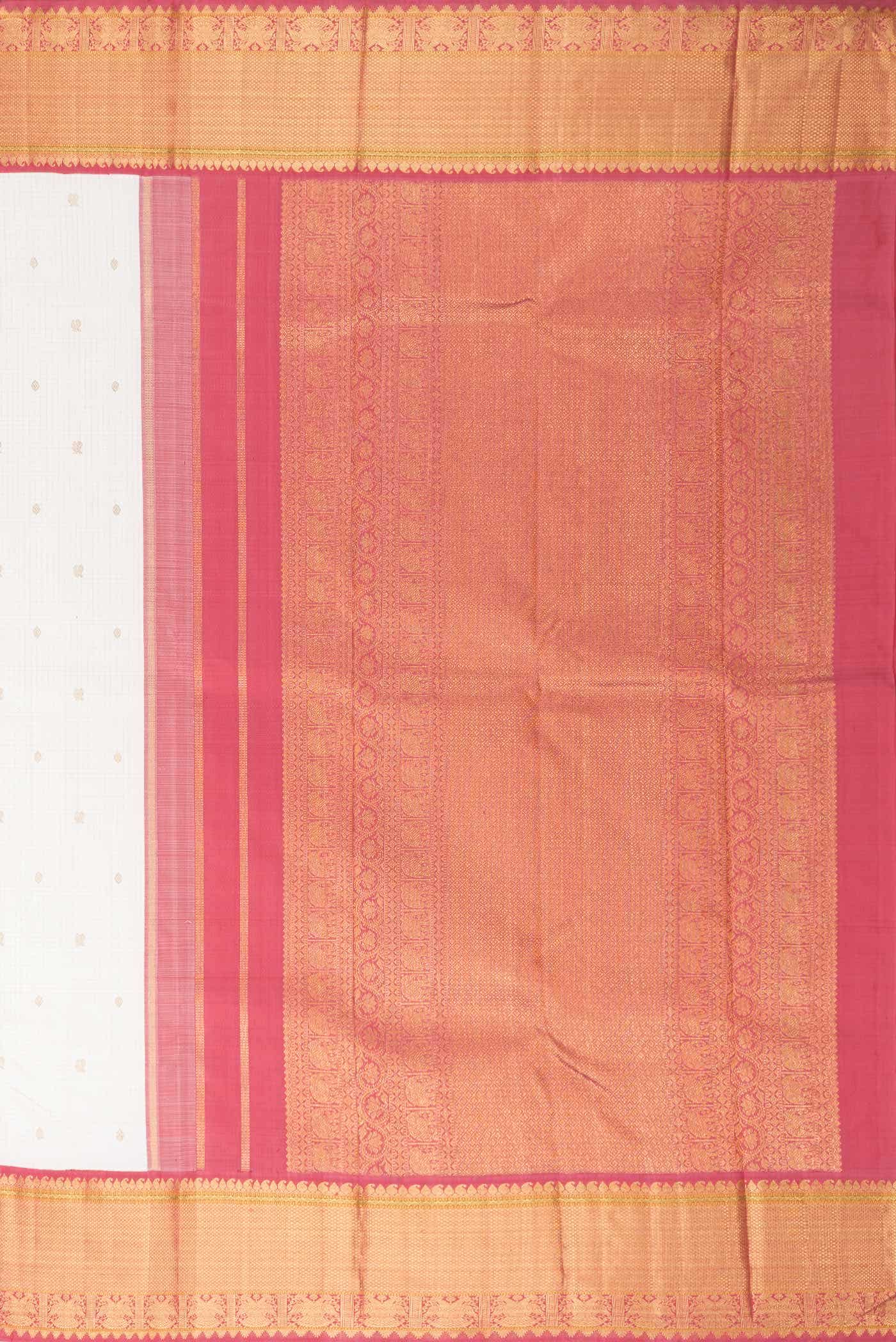 Pure Silk Pure Zari Off White Dual Tone Kanjivaram Saree - Image 5