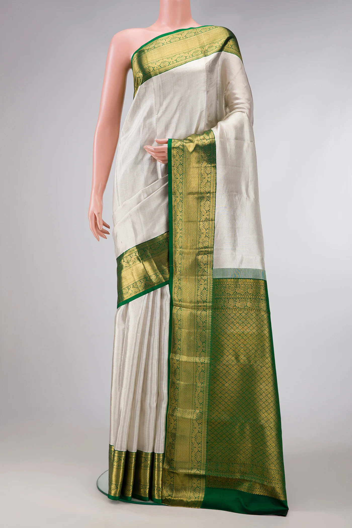 White Kanchipuram Tissue Silk Saree