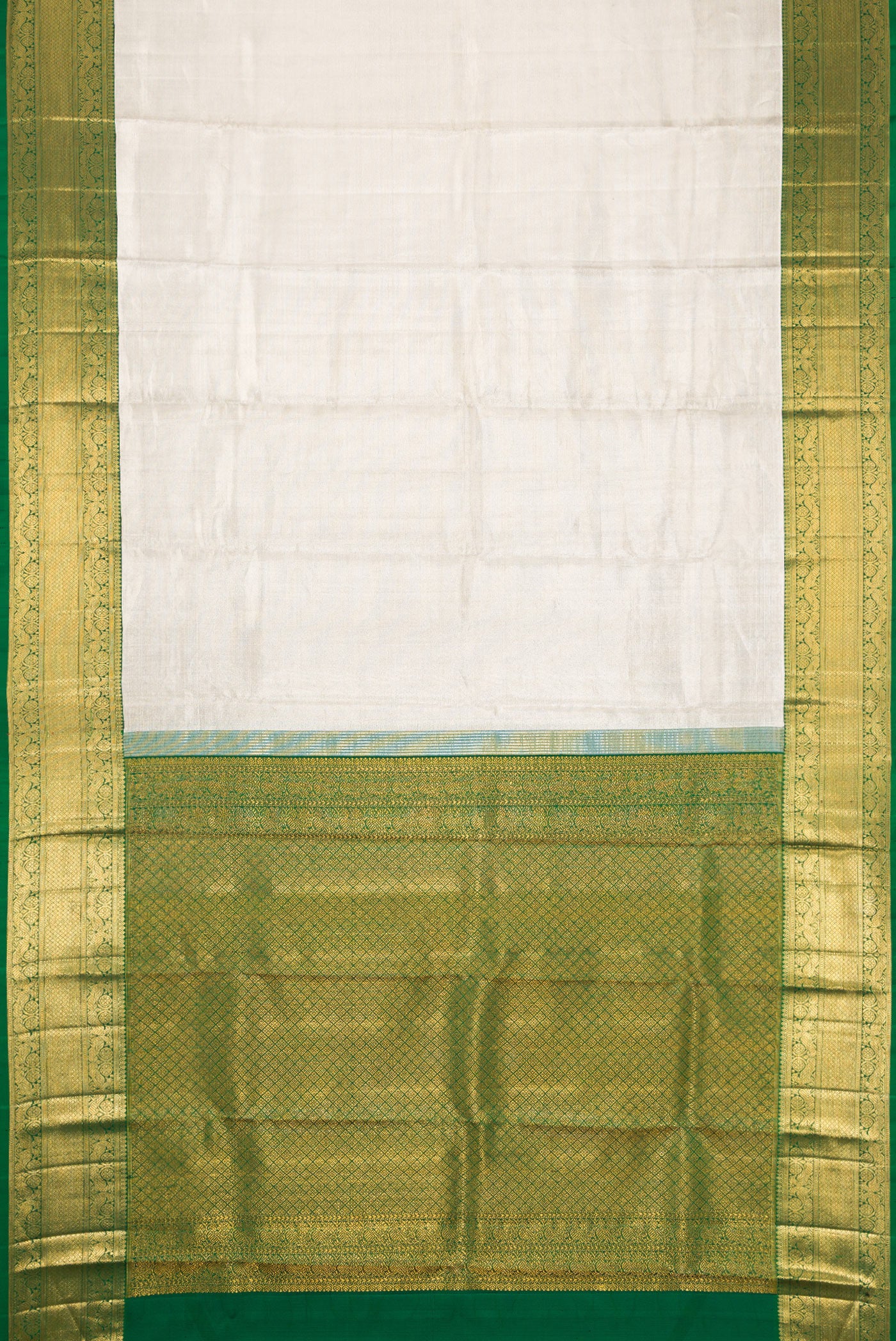 White Kanchipuram Tissue Silk Saree - Image 6