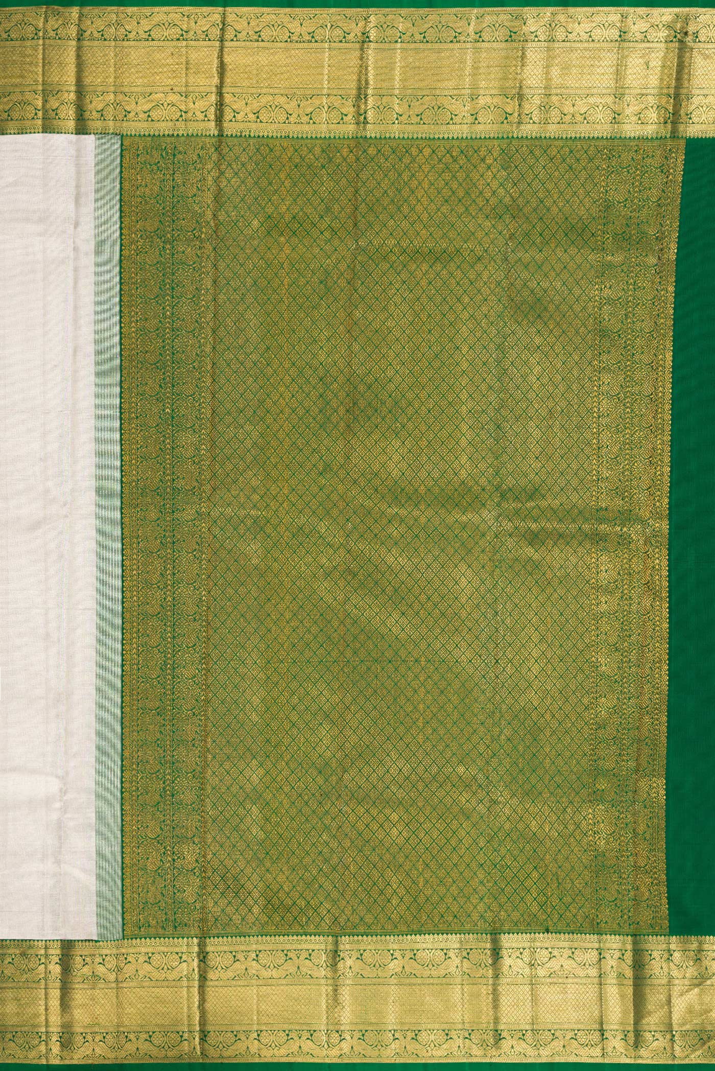 White Kanchipuram Tissue Silk Saree - Image 7