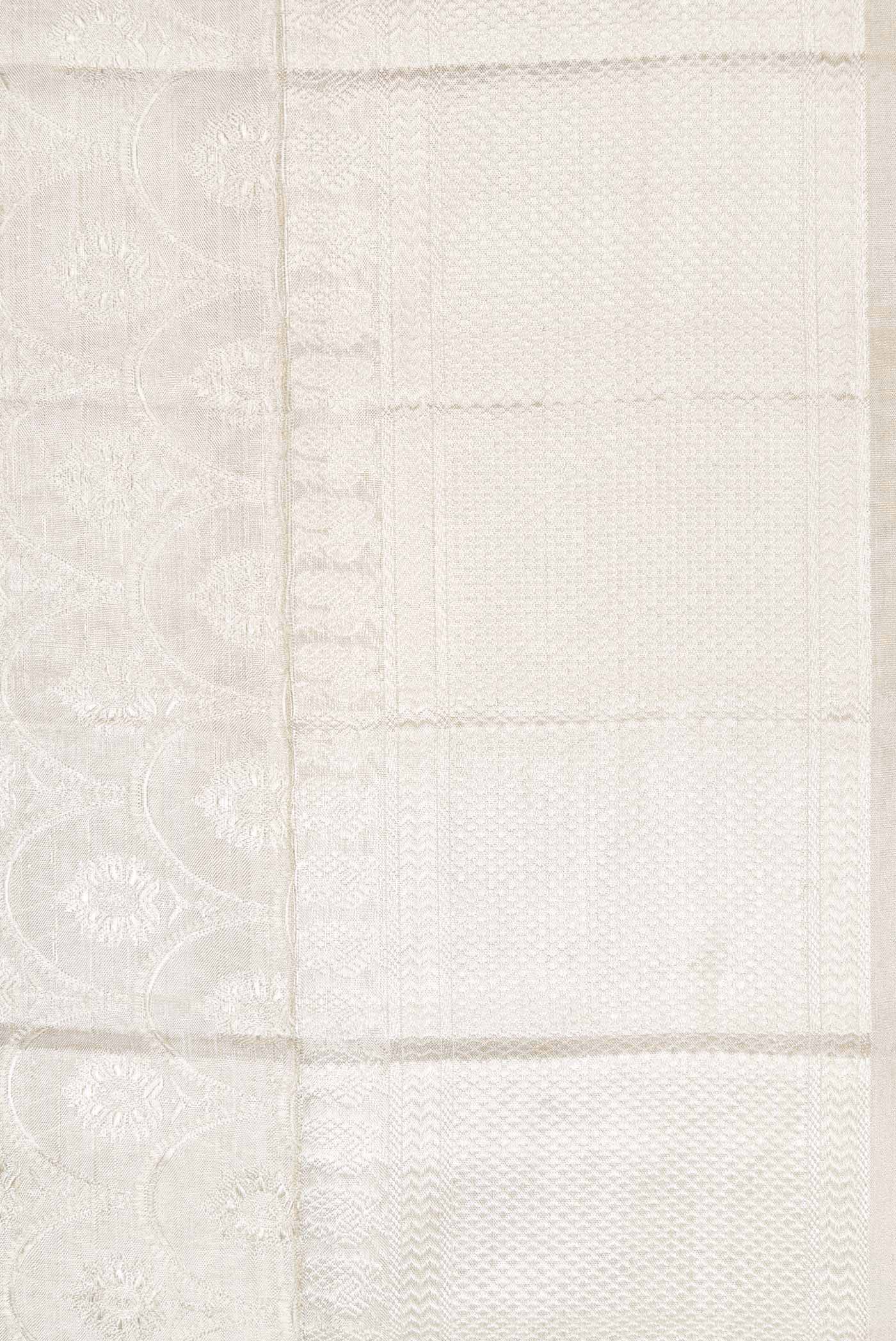 Off White Dual Tone Kanjivaram Tissue Silk Saree - Image 3