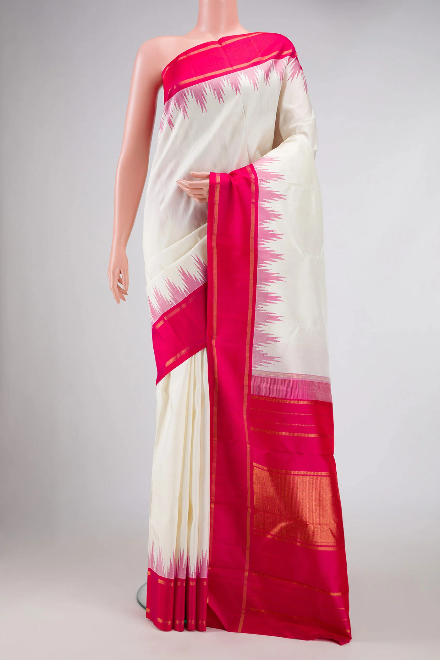 Off White Dual Tone Kanjivaram Silk Saree