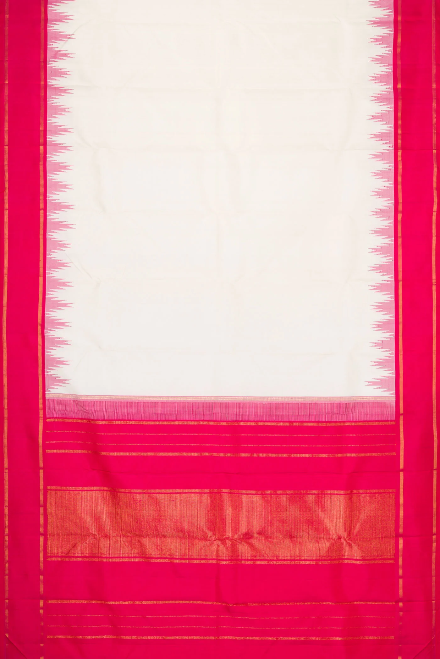 Off White Dual Tone Kanjivaram Silk Saree - Image 6