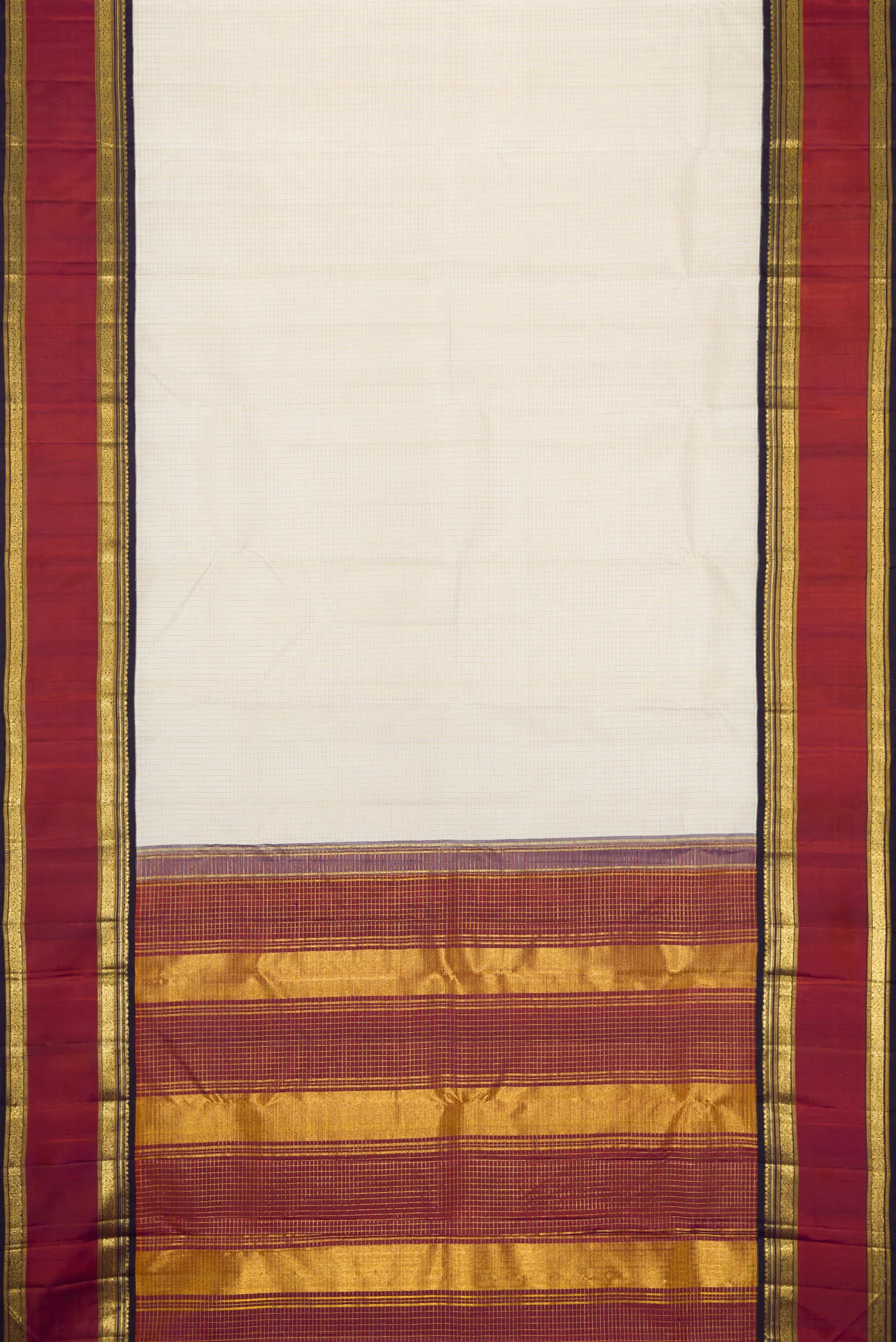 Off White Kanjivaram Silk Saree - Image 6