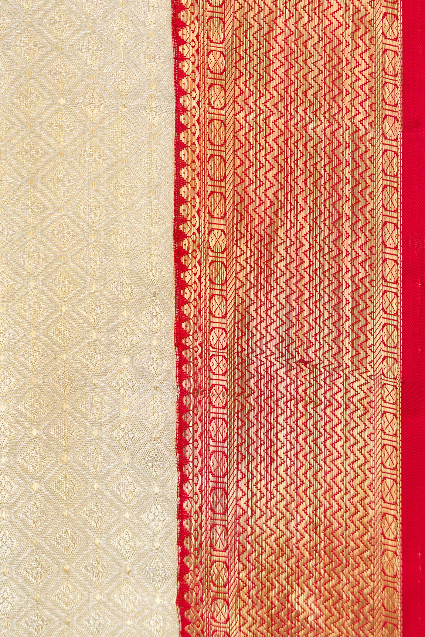 Off White Kanjivaram Tissue Silk Saree - Image 3