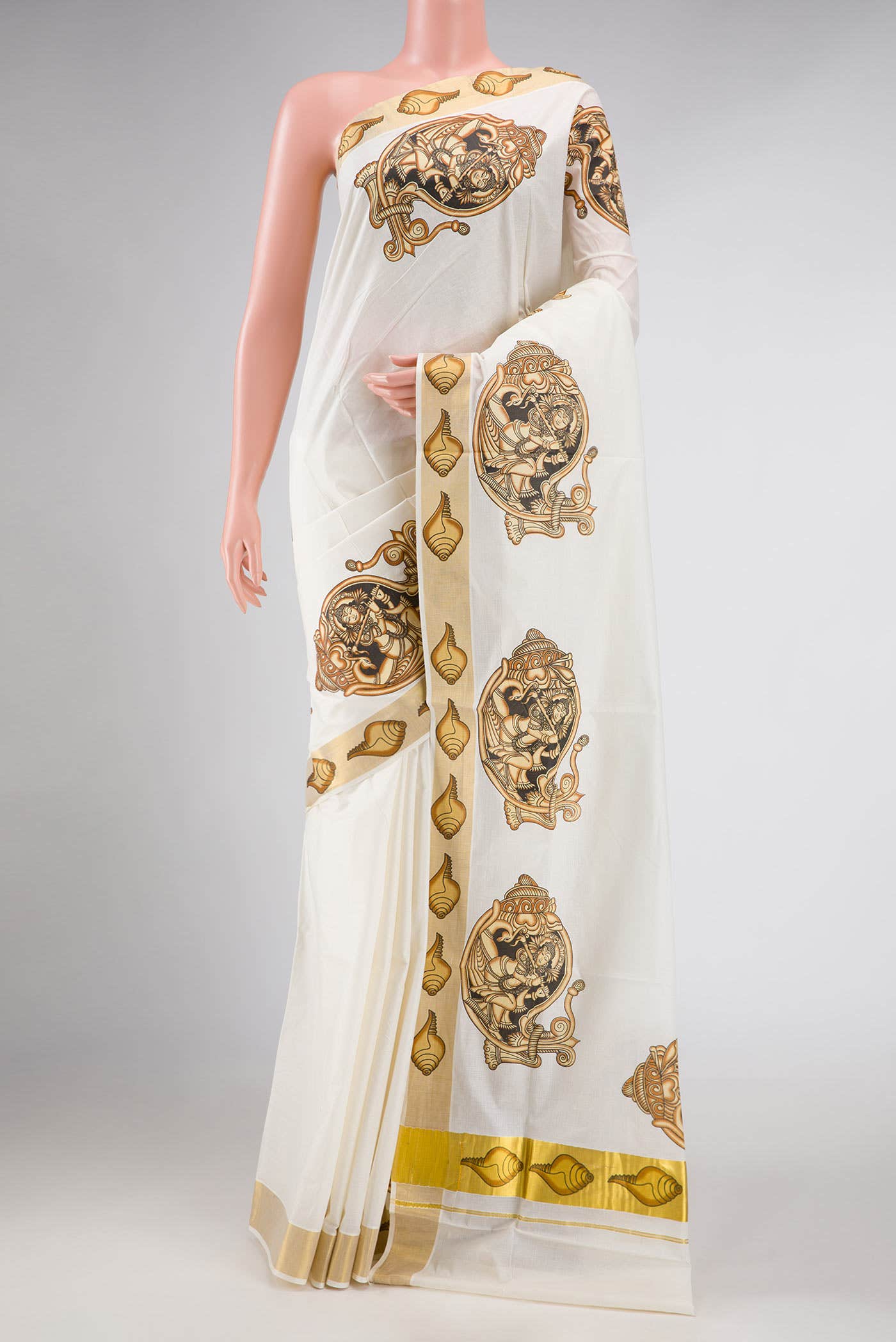 Off White Dual Tone Kerala Cotton Saree