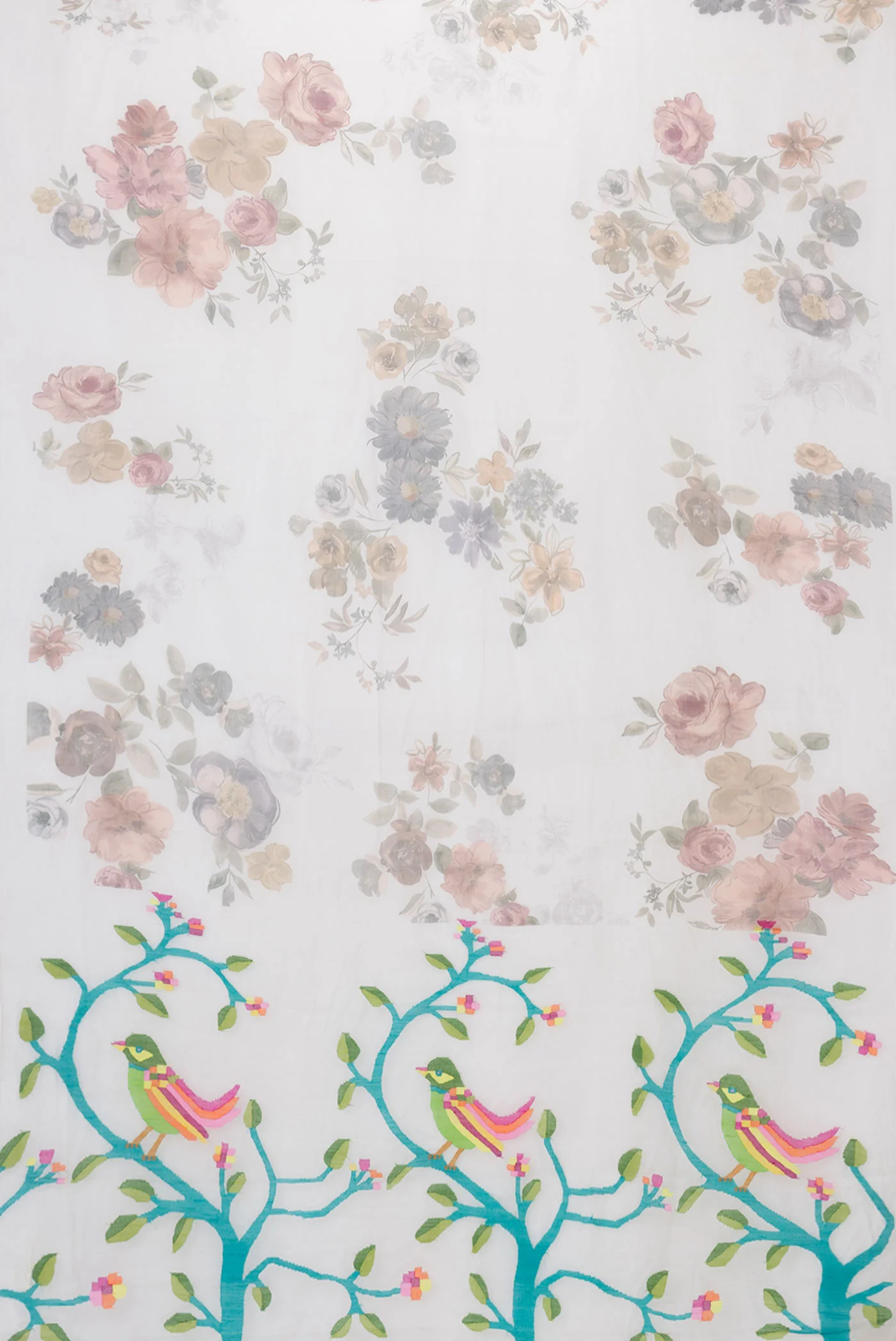 Off White Dual Tone Linen Saree - Image 6