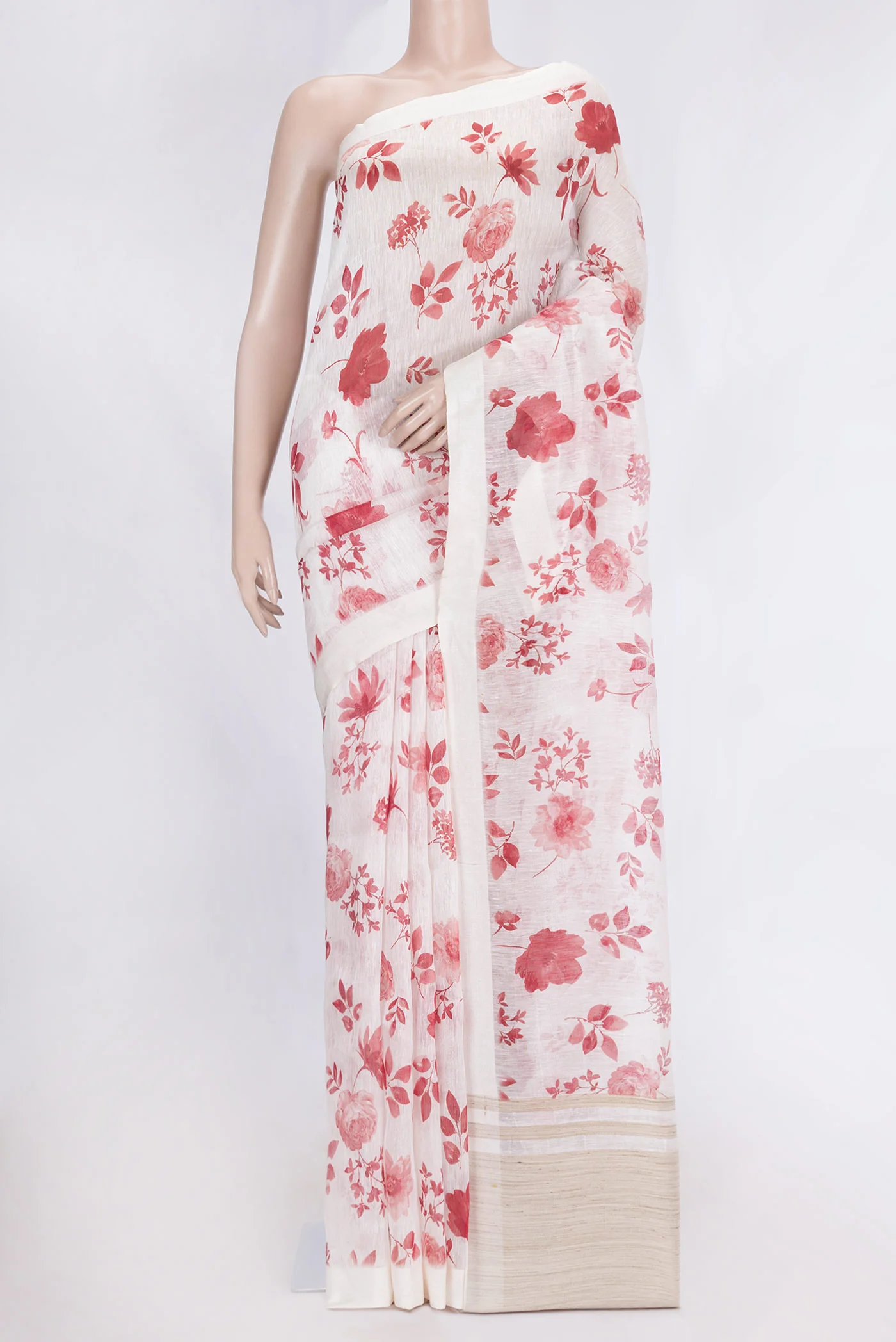 Off White Linen Saree