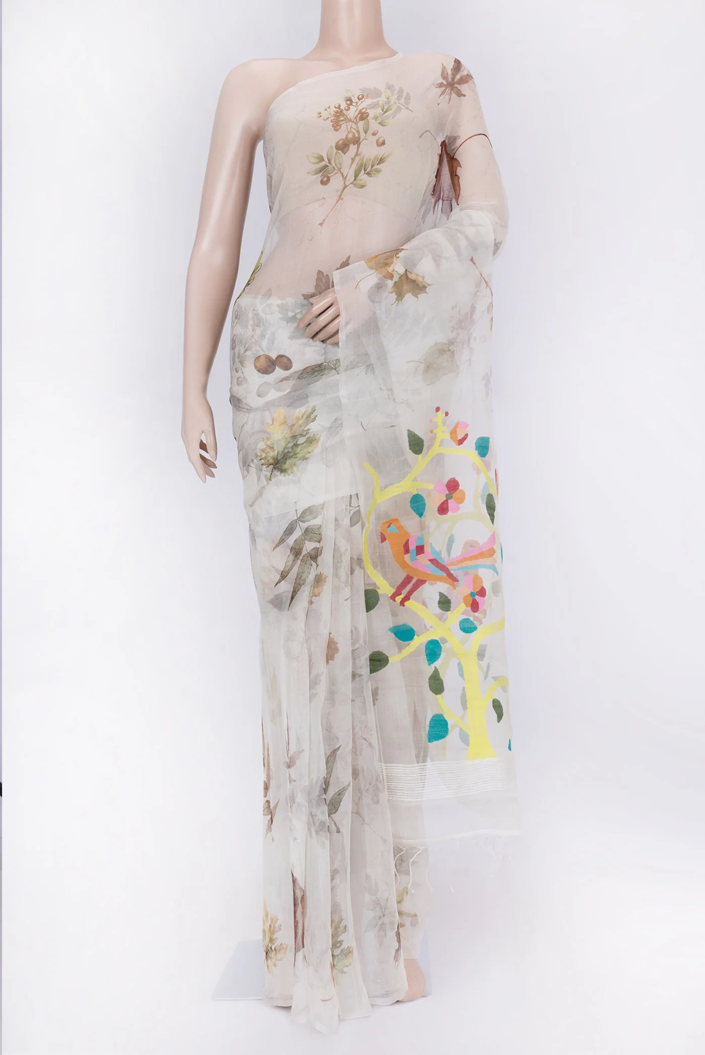 Off White Linen Saree