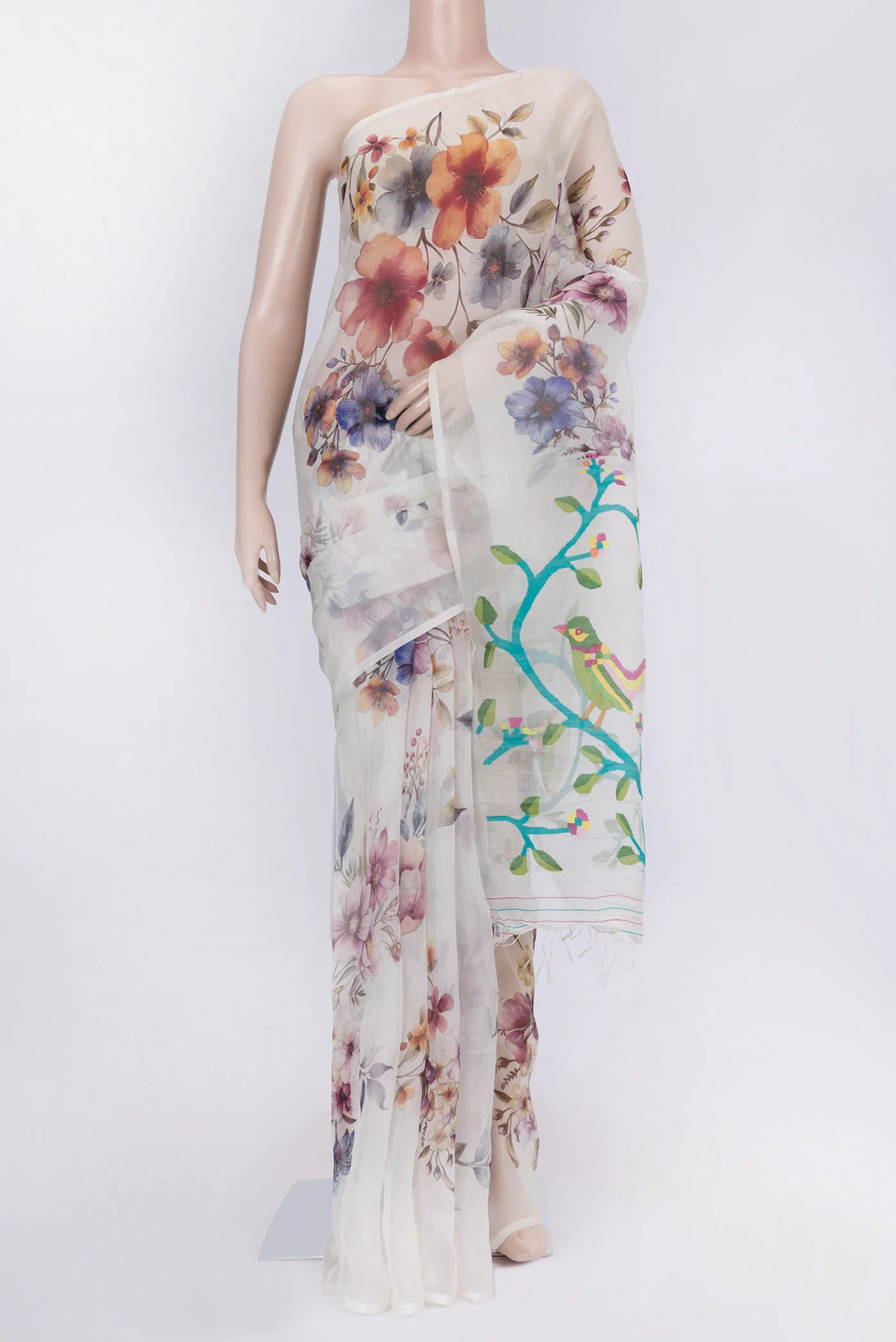 Off White Linen Saree