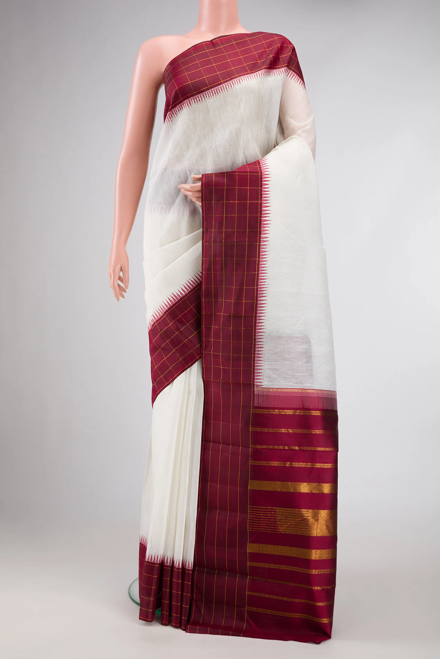 White Kanjivaram Silk Saree