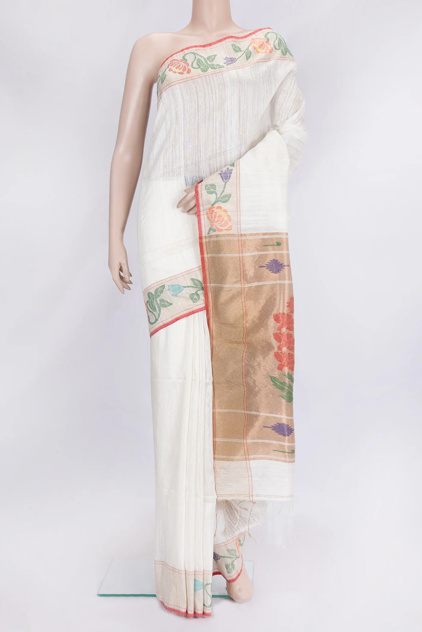Off White Jute Silk Saree