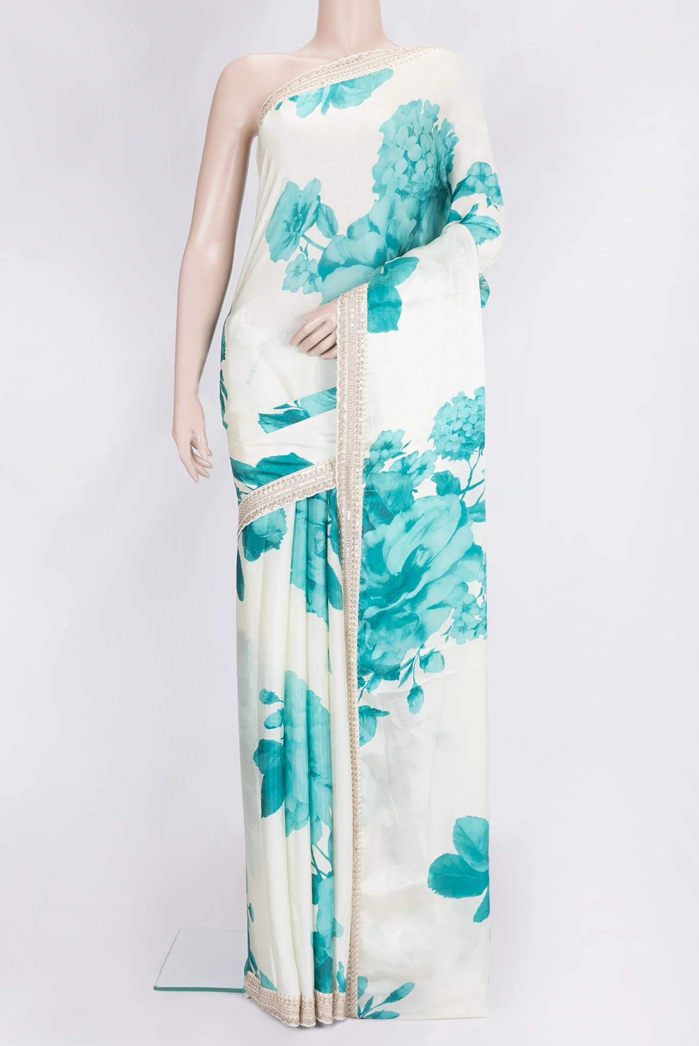 Off White Crepe Saree