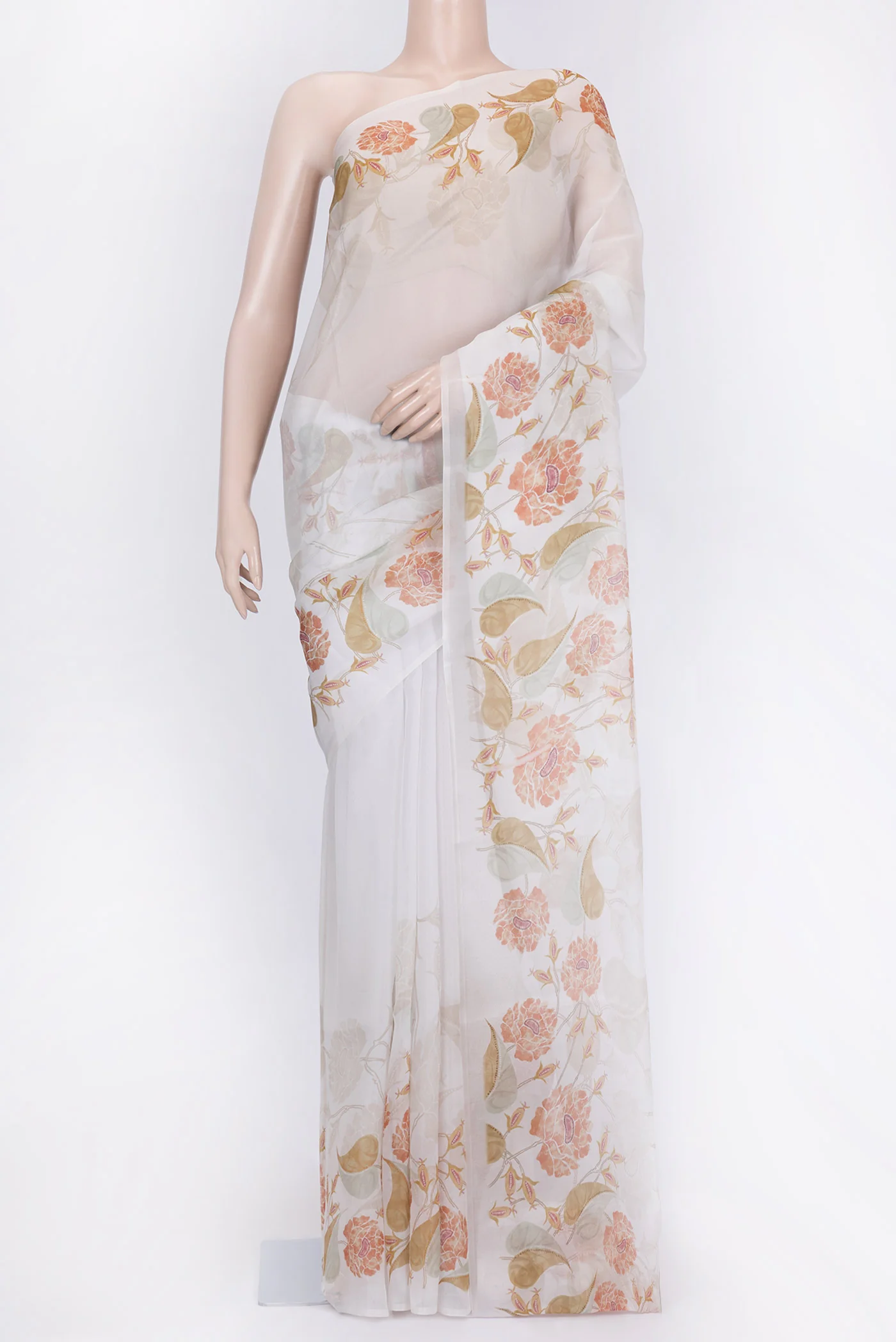 Off White Organza Silk Saree