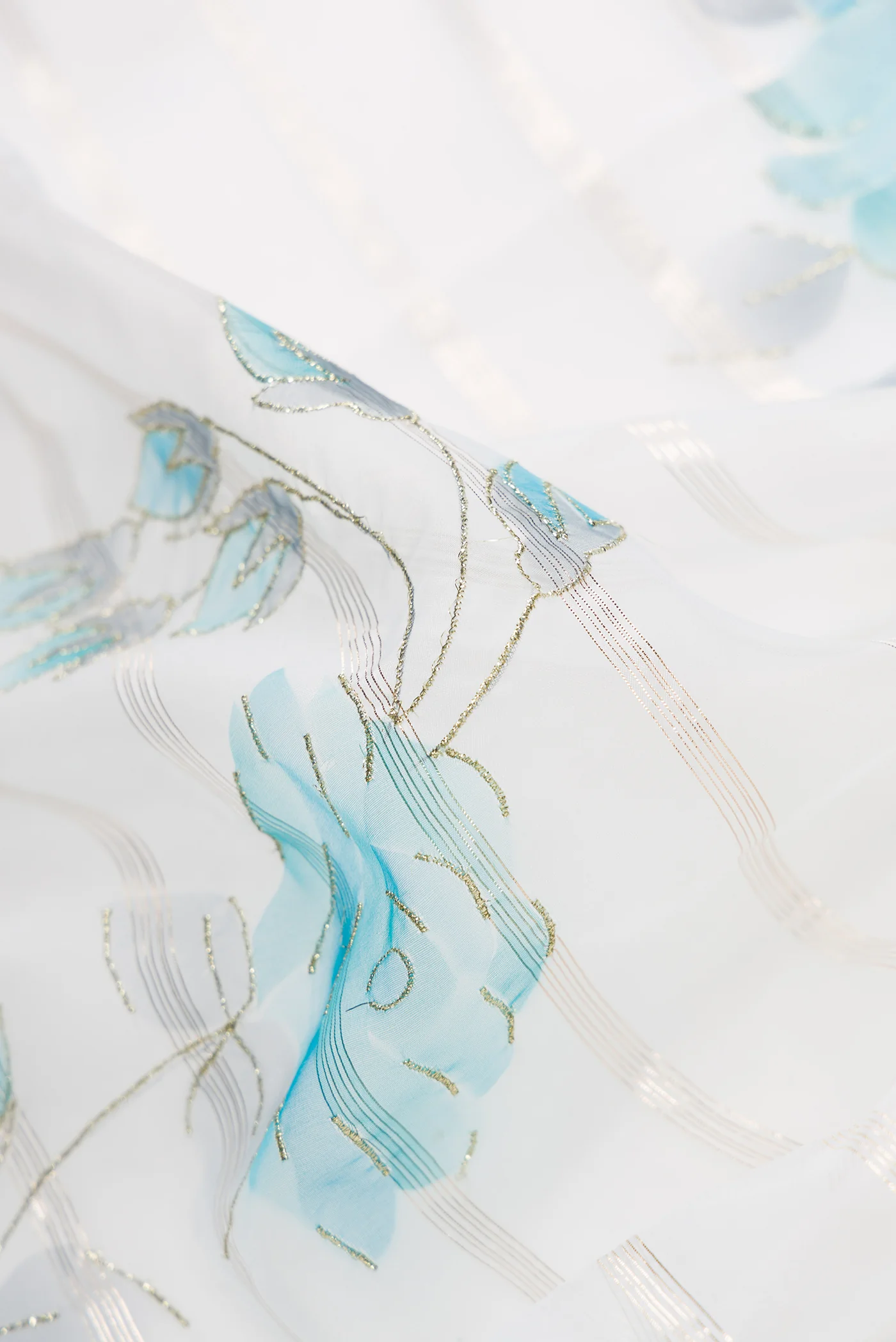Off White Organza Silk Saree - Image 2