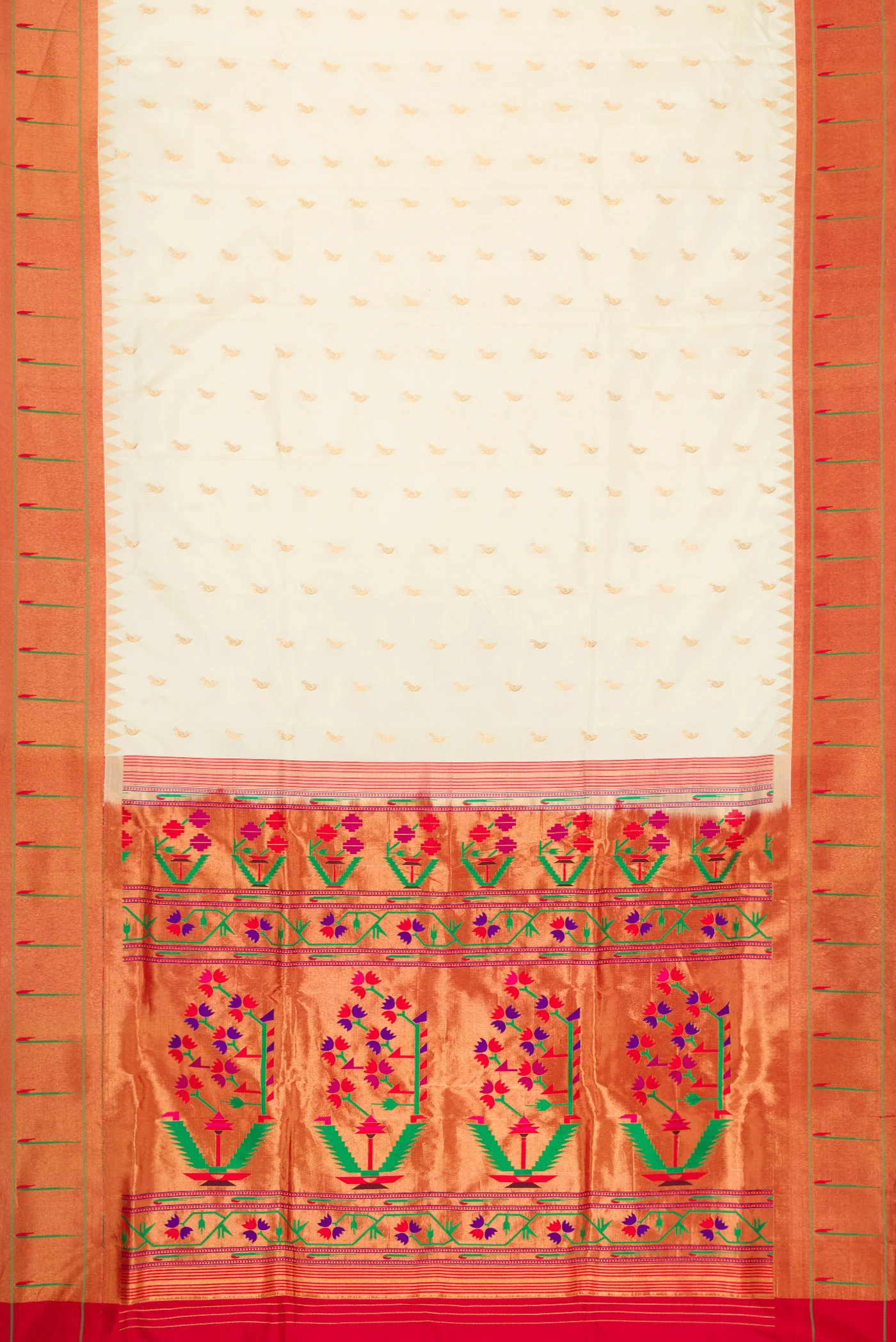 Off White Paithani Silk Saree - Image 6