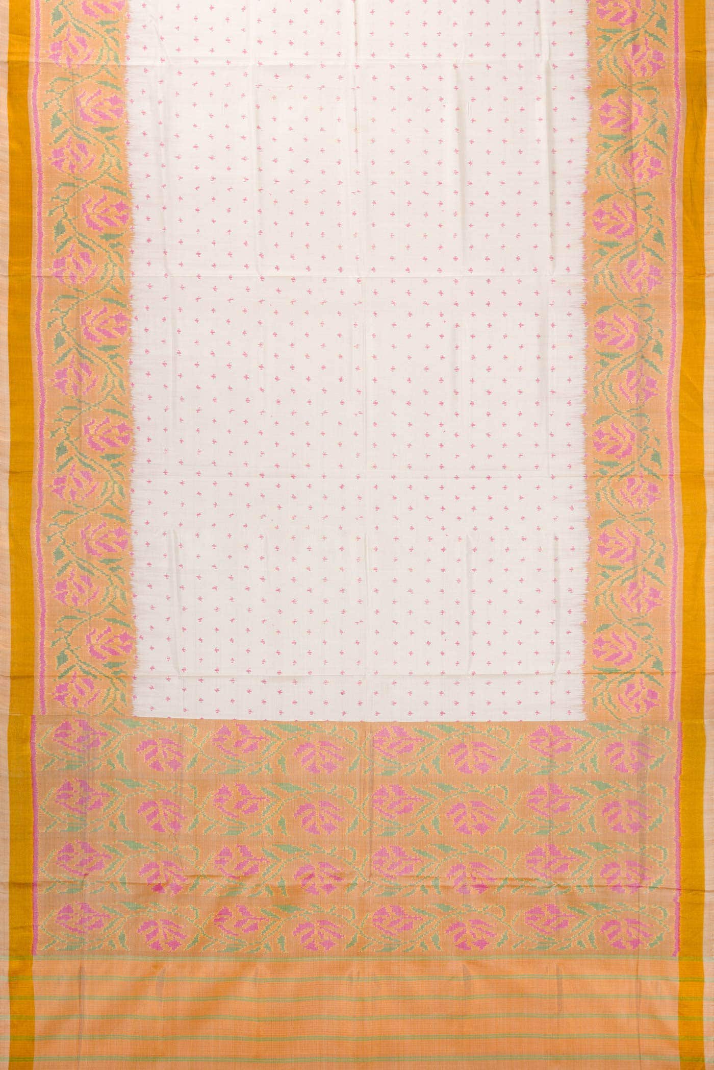 Off White Dual Tone Rajkot Patola Silk Saree - Image 4