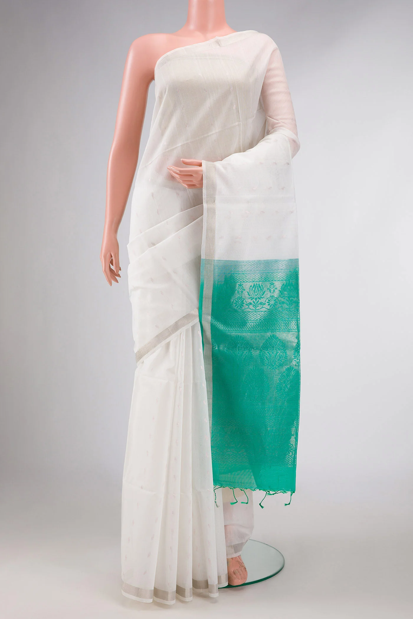 Off White Dual Tone Silk Cotton Saree