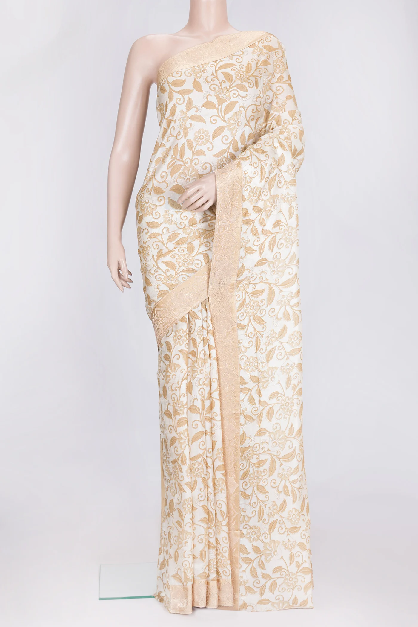 Off White Tussar Silk Saree