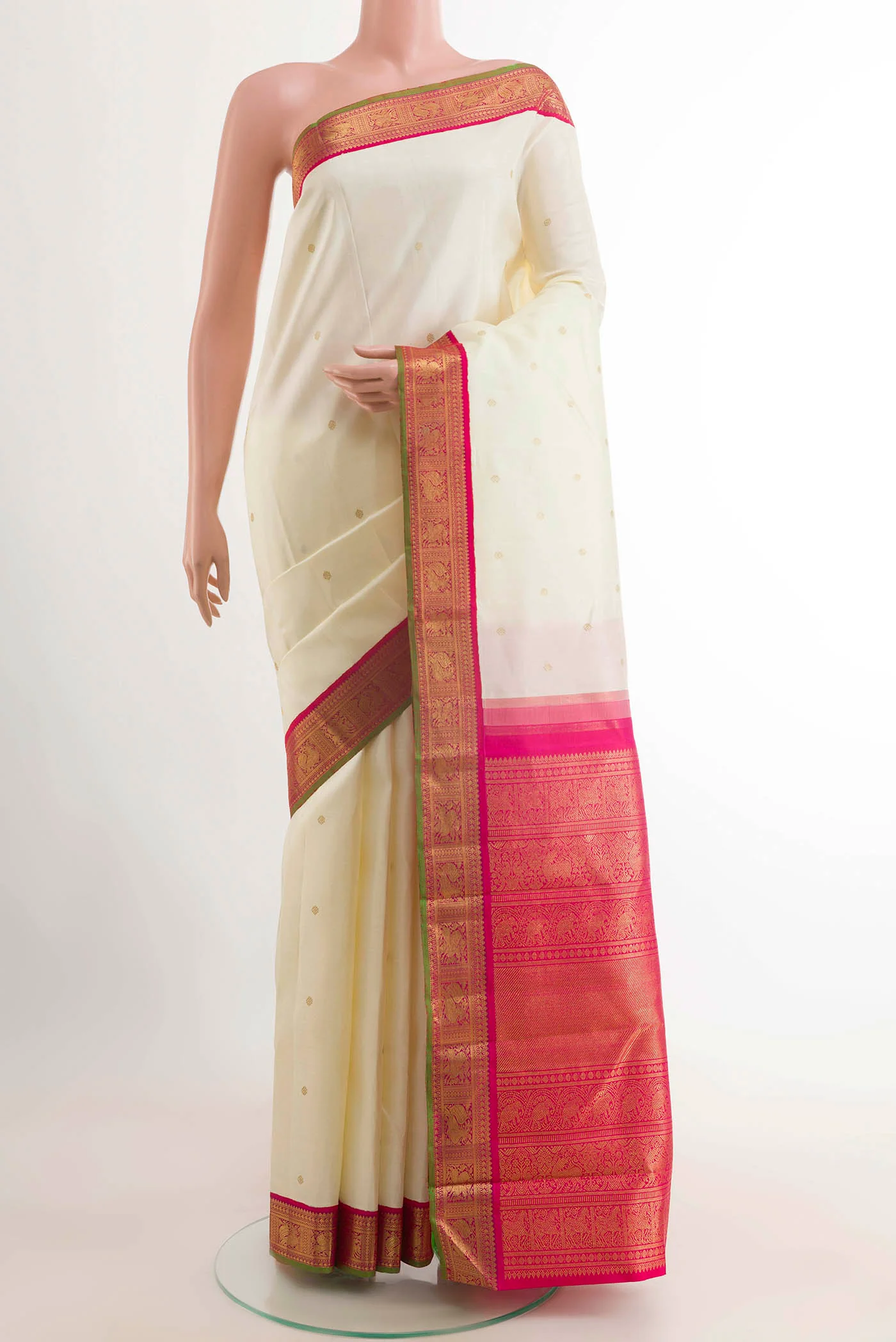 Off White Kanjivaram Silk Saree