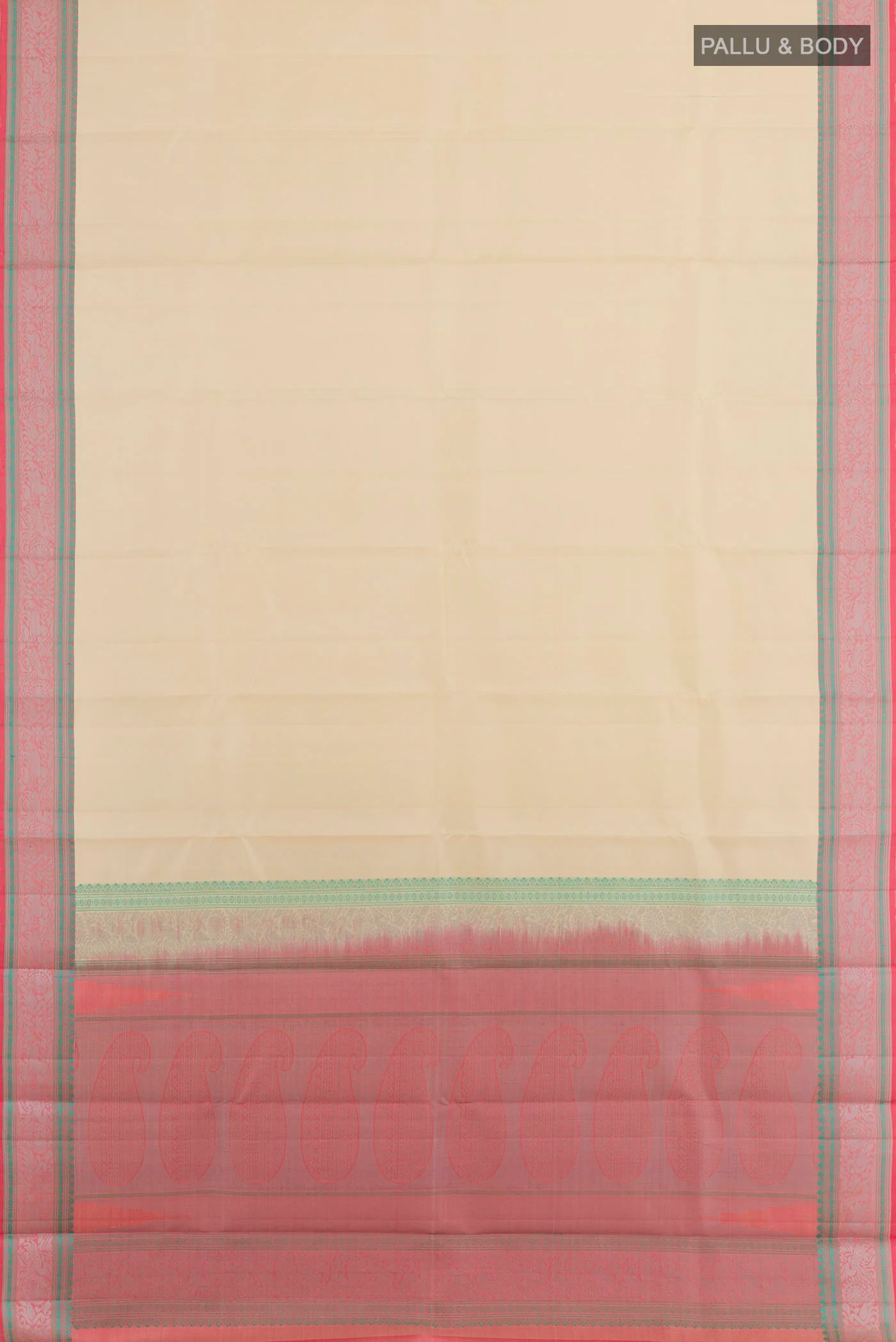 Cream Kanchipuram Silk Saree - Image 3