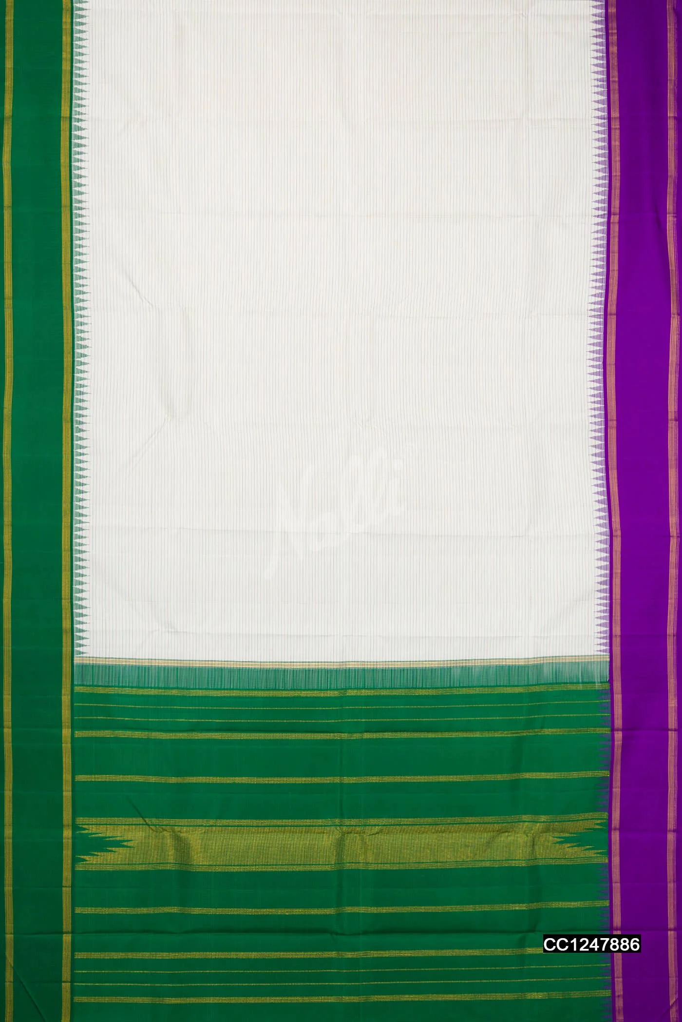 Off White Kanchipuram Silk Saree