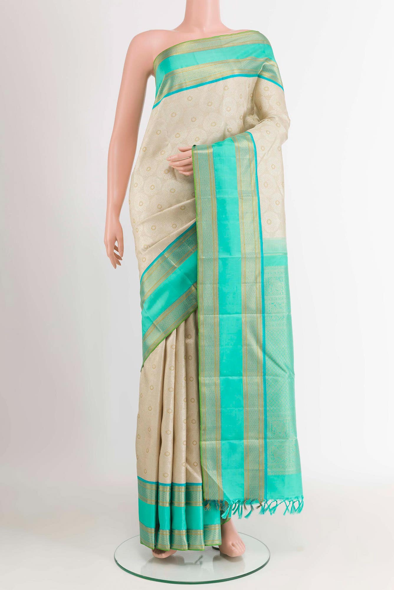 Pure Silk Pure Zari Off White Kanjivaram Saree