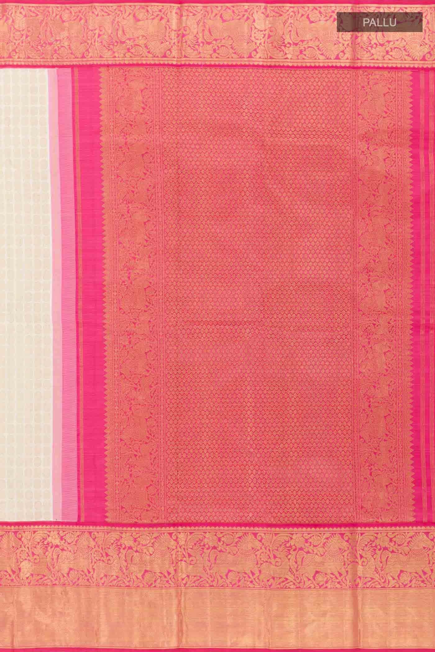 Off White Kanjivaram Silk Saree - Image 5
