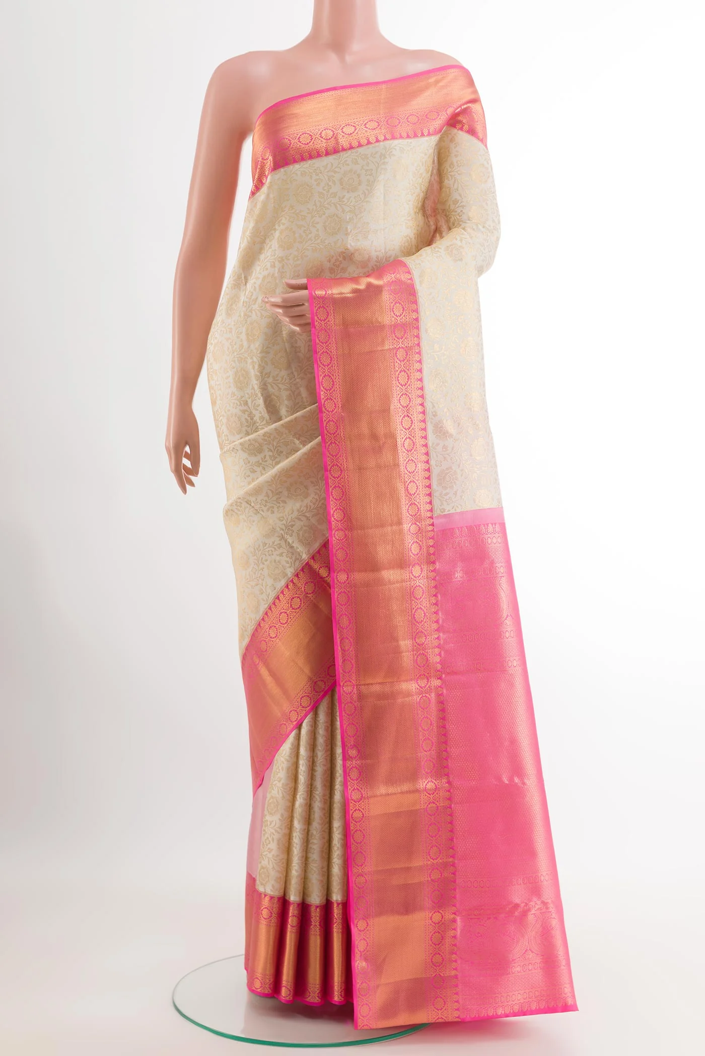 Off White Kanjivaram Silk Saree