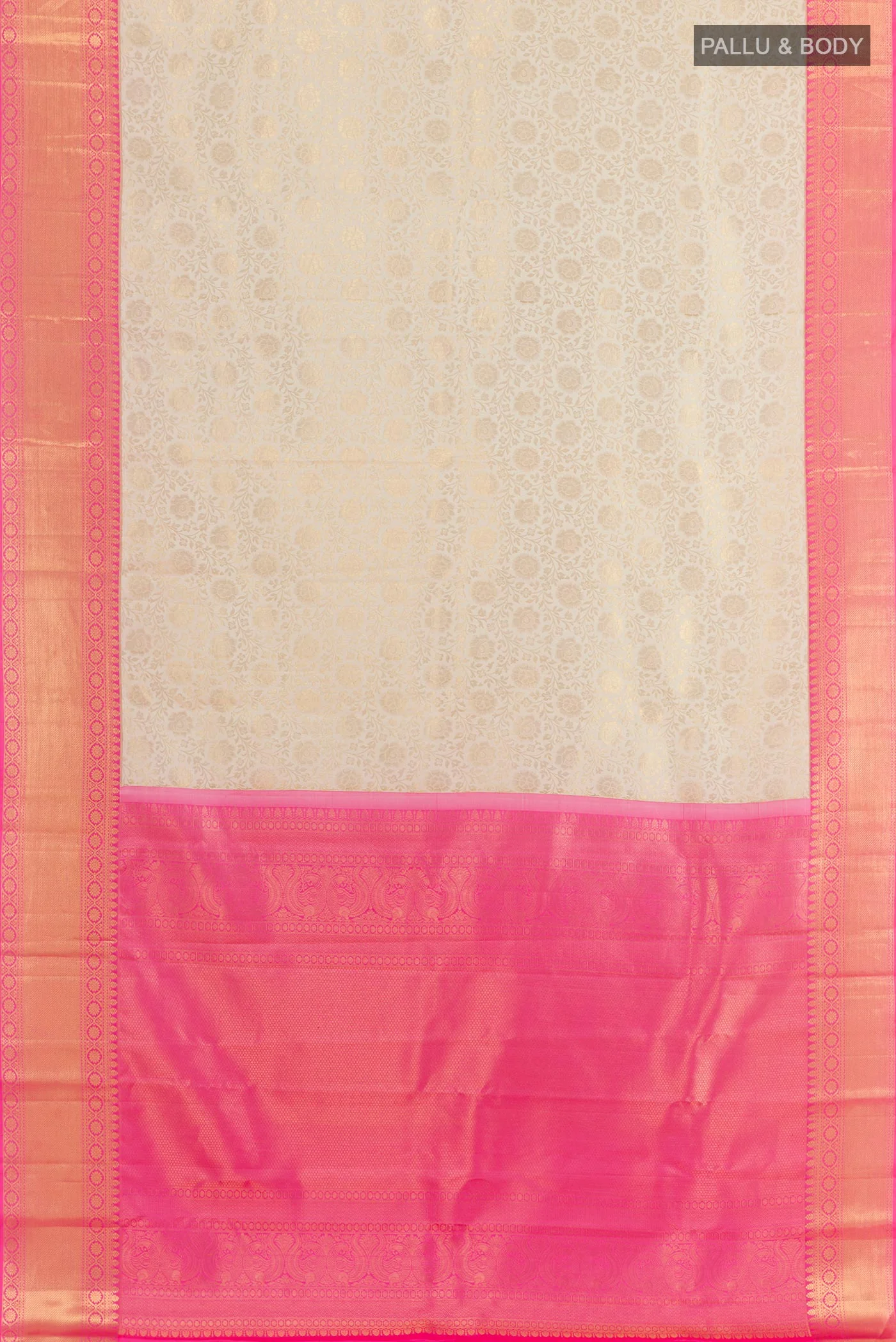 Off White Kanjivaram Silk Saree - Image 3