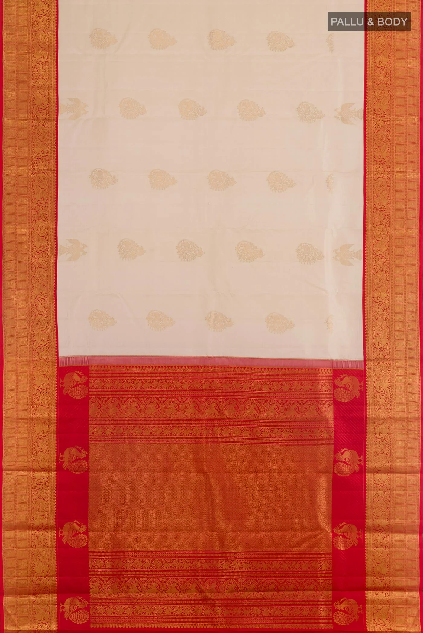 Off White Kanjivaram Silk Saree - Image 3