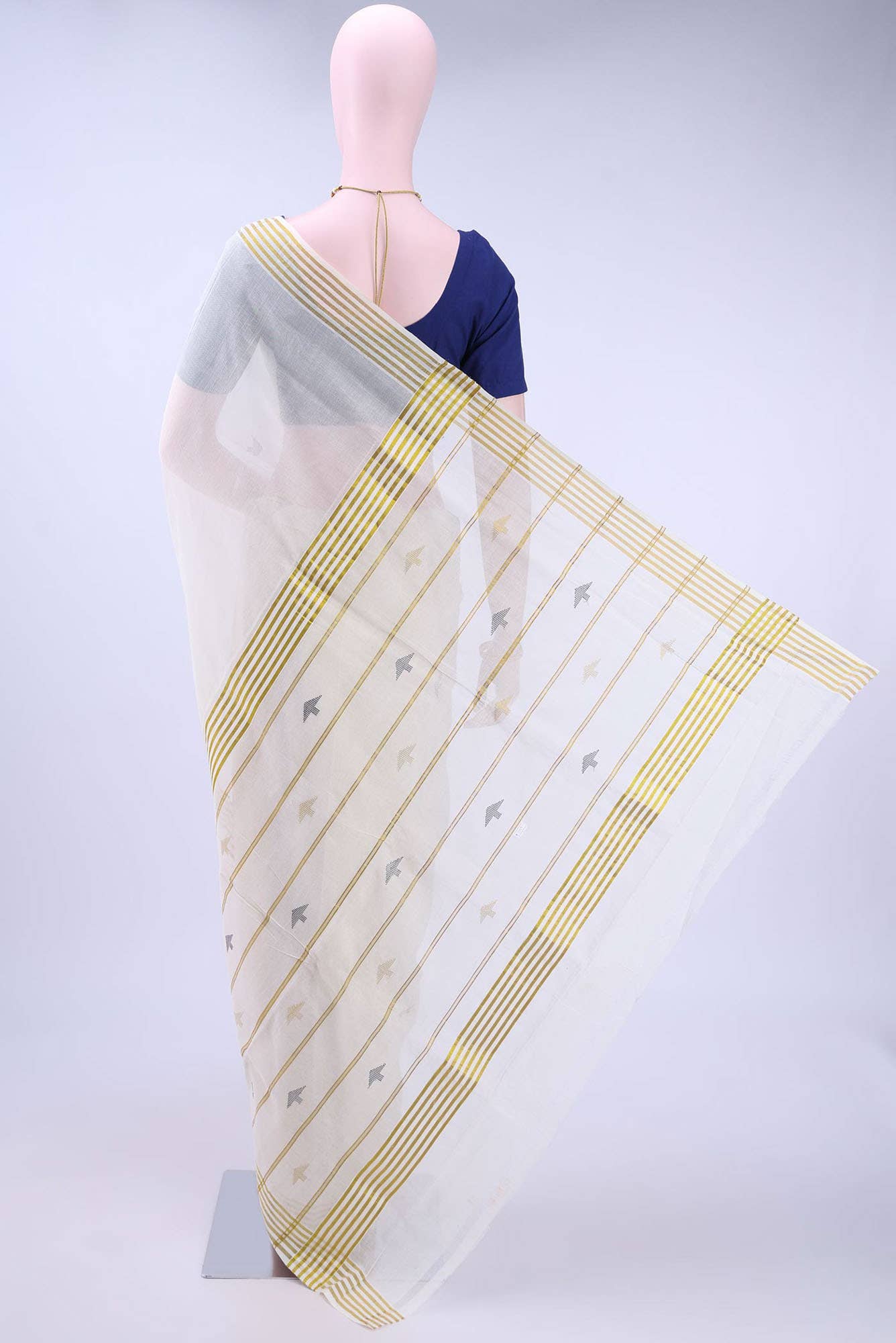 Off White Kerala Cotton - Kasava Saree - Image 2