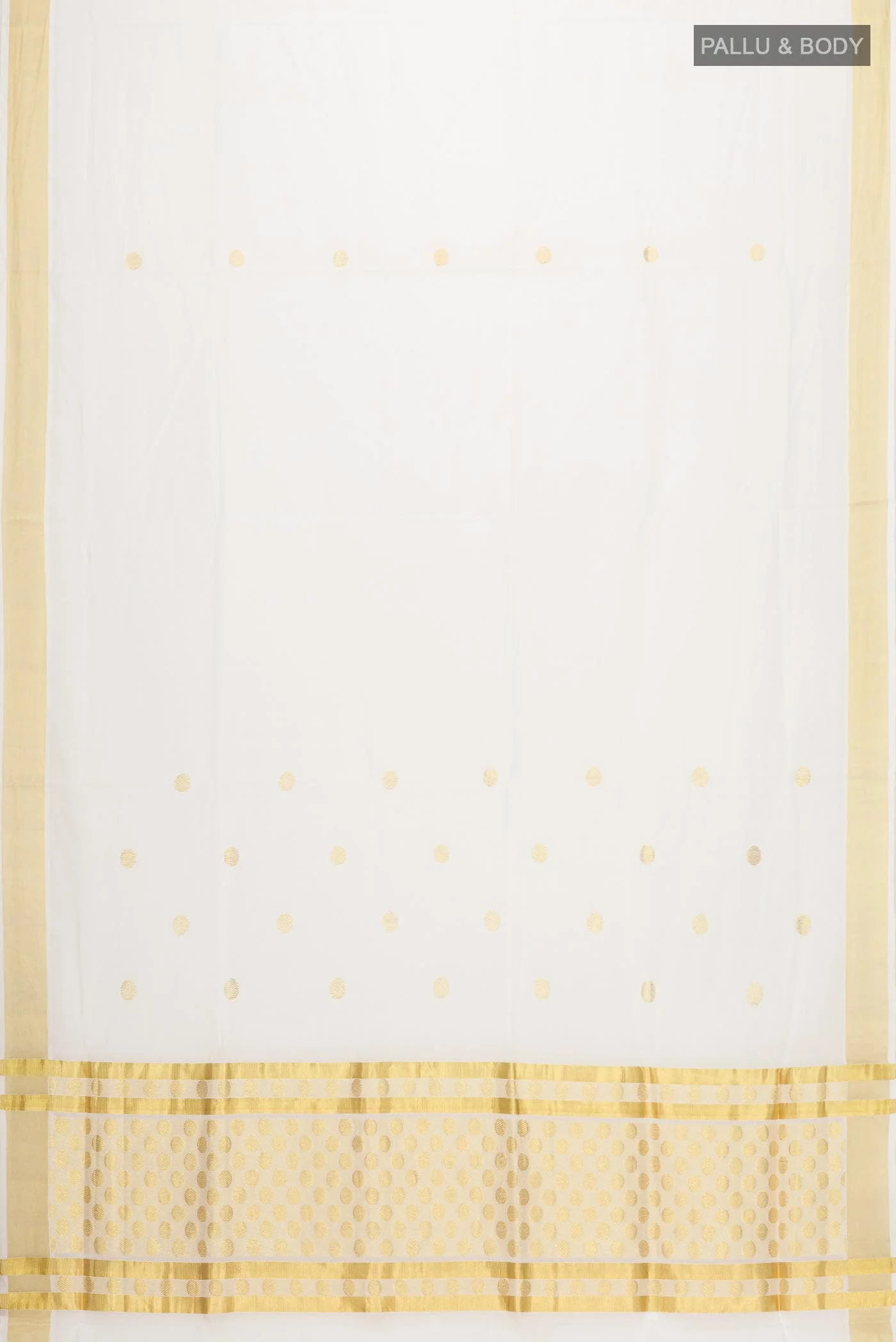 Off White Kerala Cotton Saree - Image 2