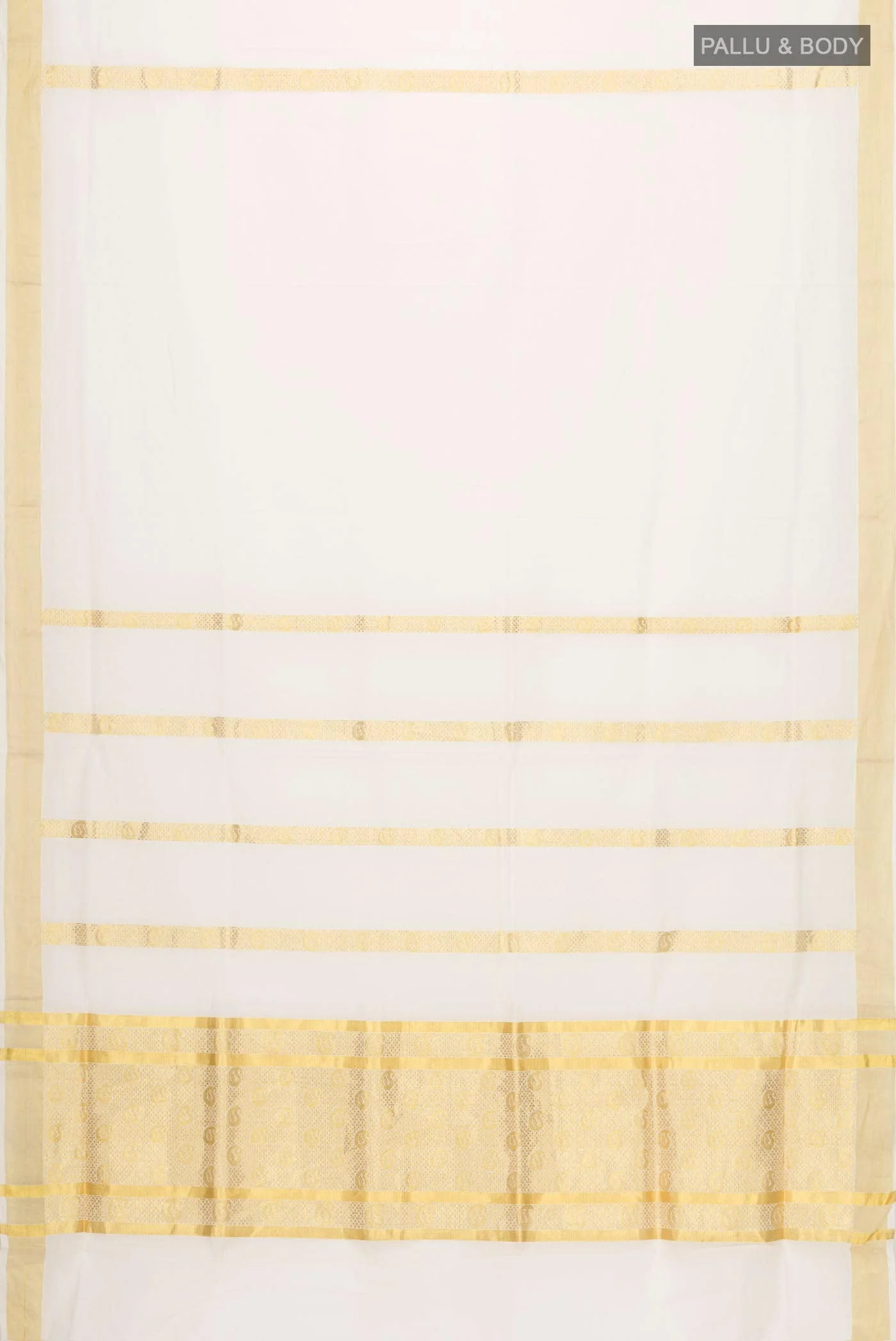 Off White Kerala Cotton Saree - Image 2
