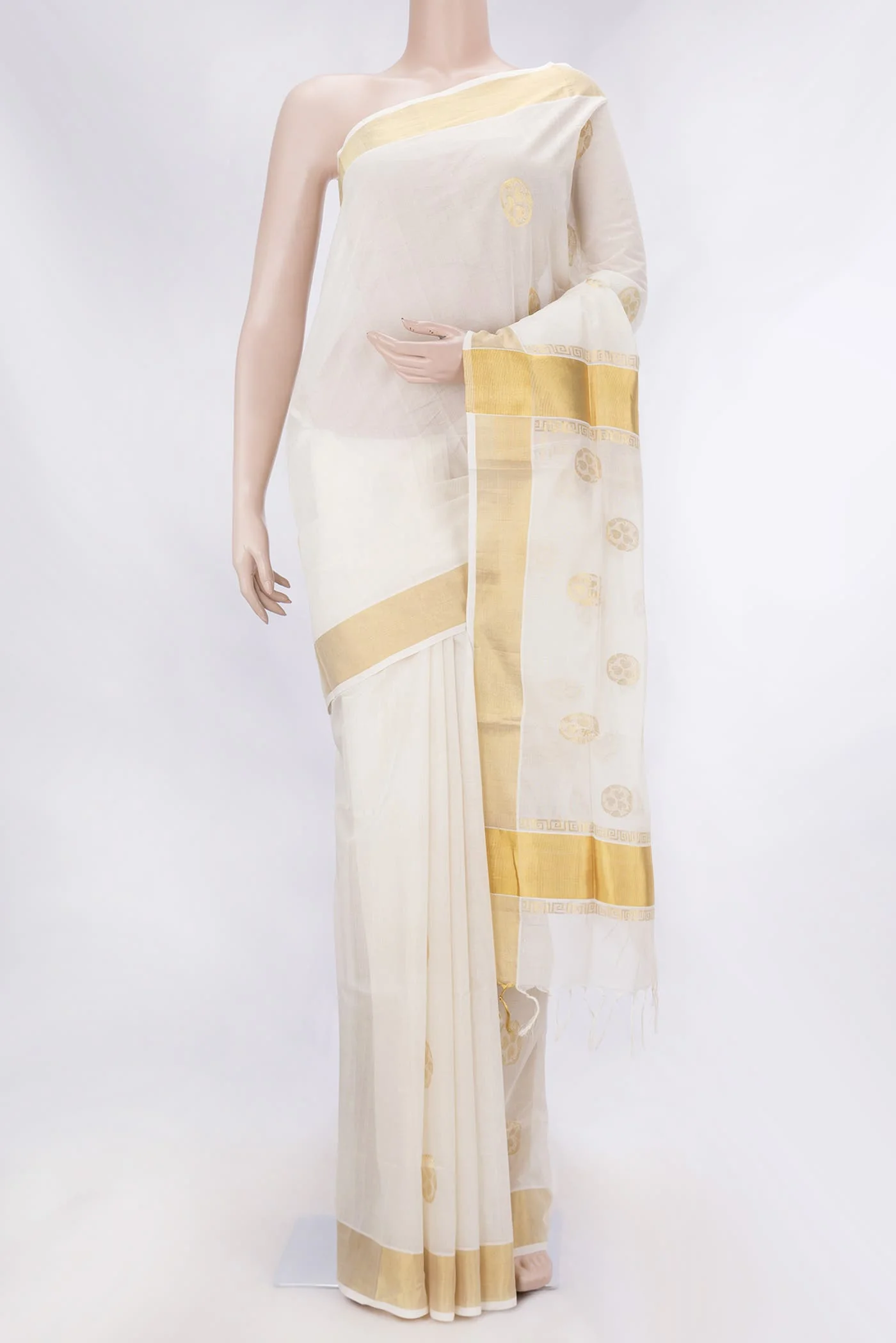 Off White Kerala Cotton Saree