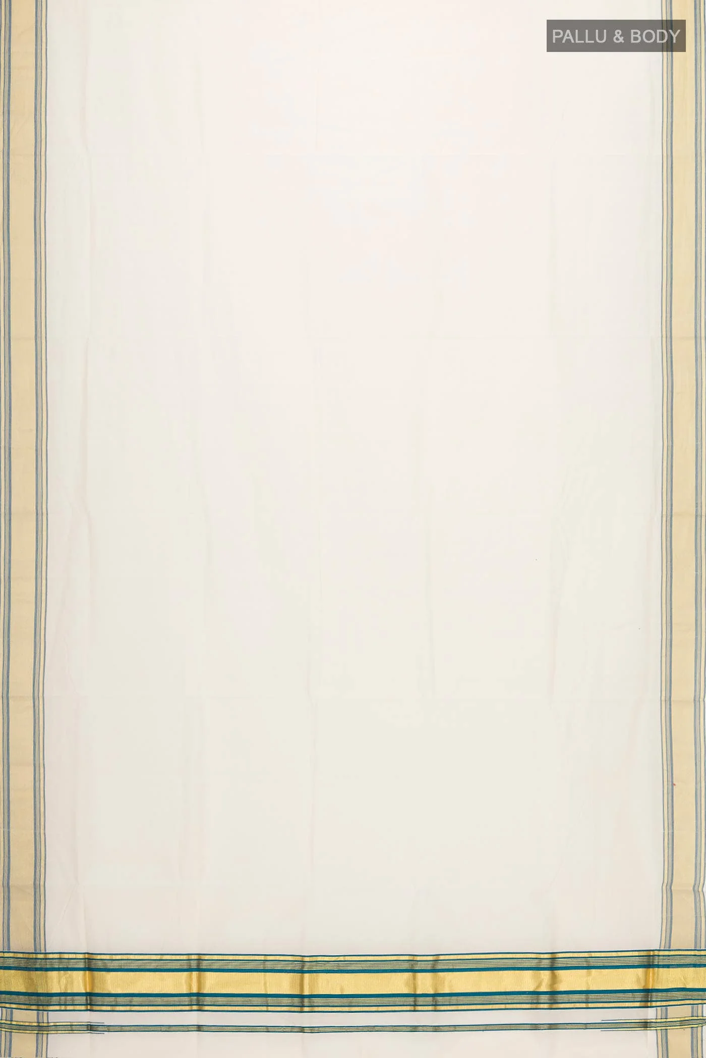 Off White Kerala Cotton Saree - Image 2