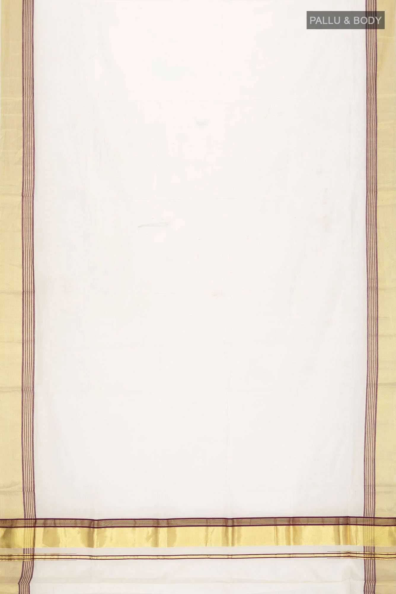 Off White Kerala Cotton Saree - Image 3
