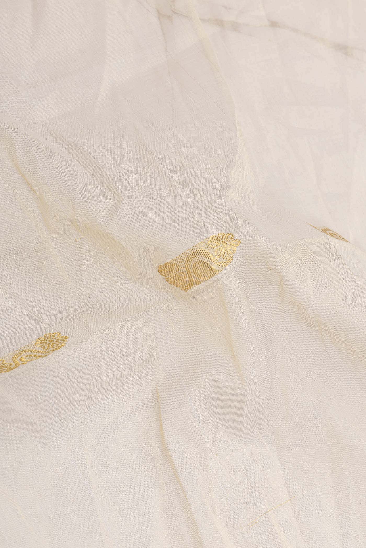 Off White Kerala Cotton Saree - Image 3