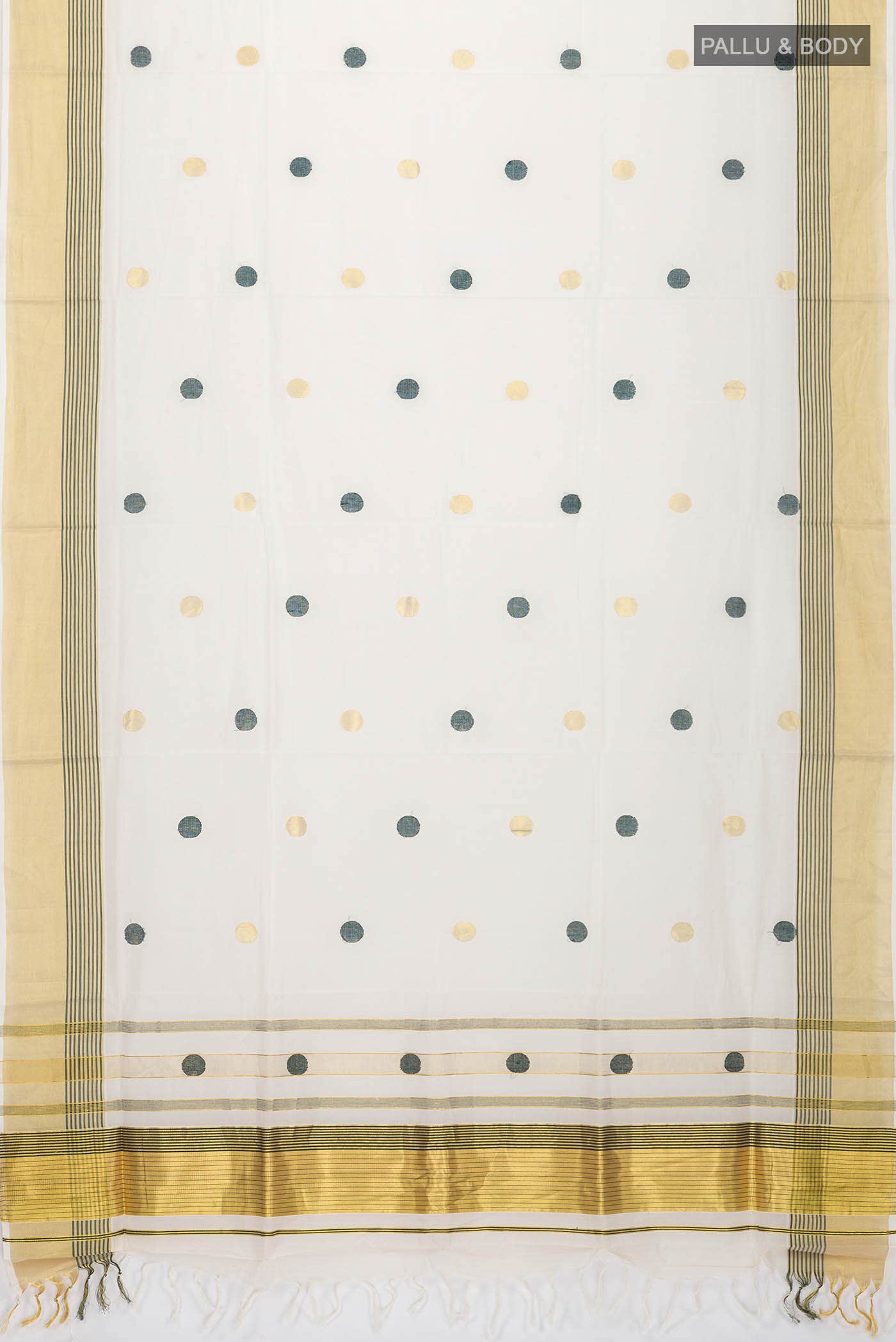 Off White Kerala Cotton Saree - Image 3