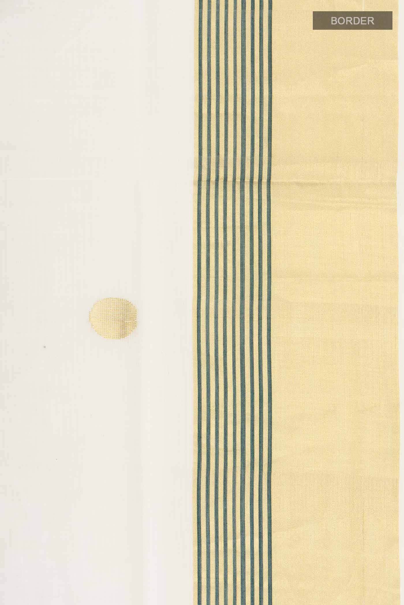 Off White Kerala Cotton Saree - Image 4